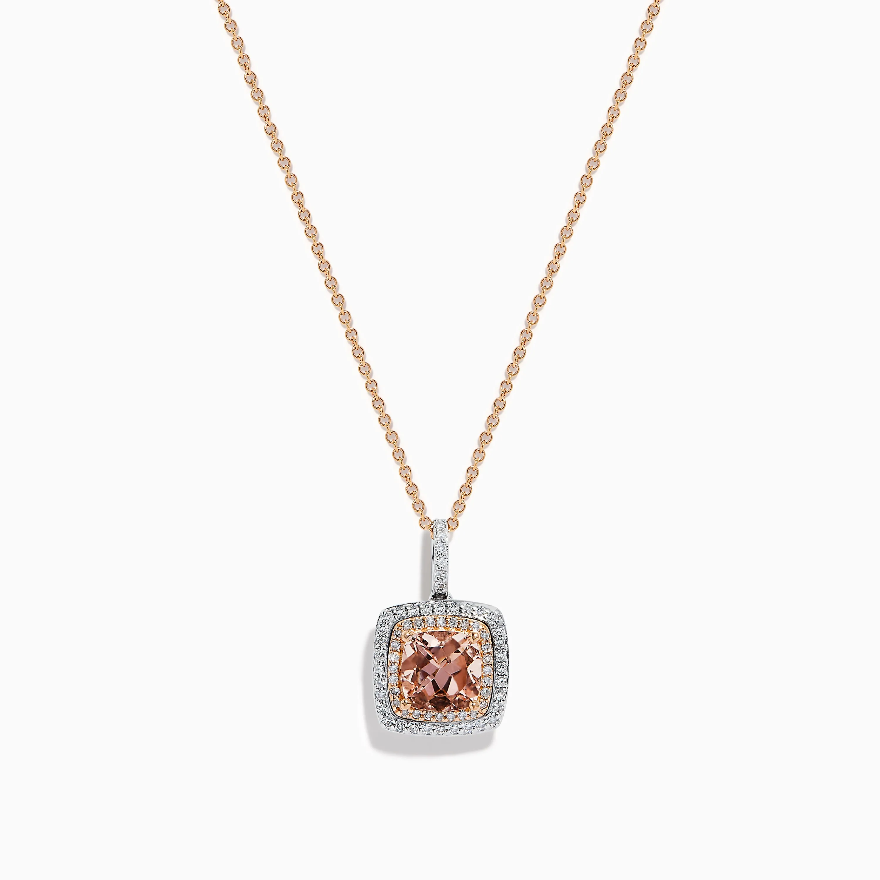 14K Two Tone Gold Morganite and Diamond Pendant sold by Effy