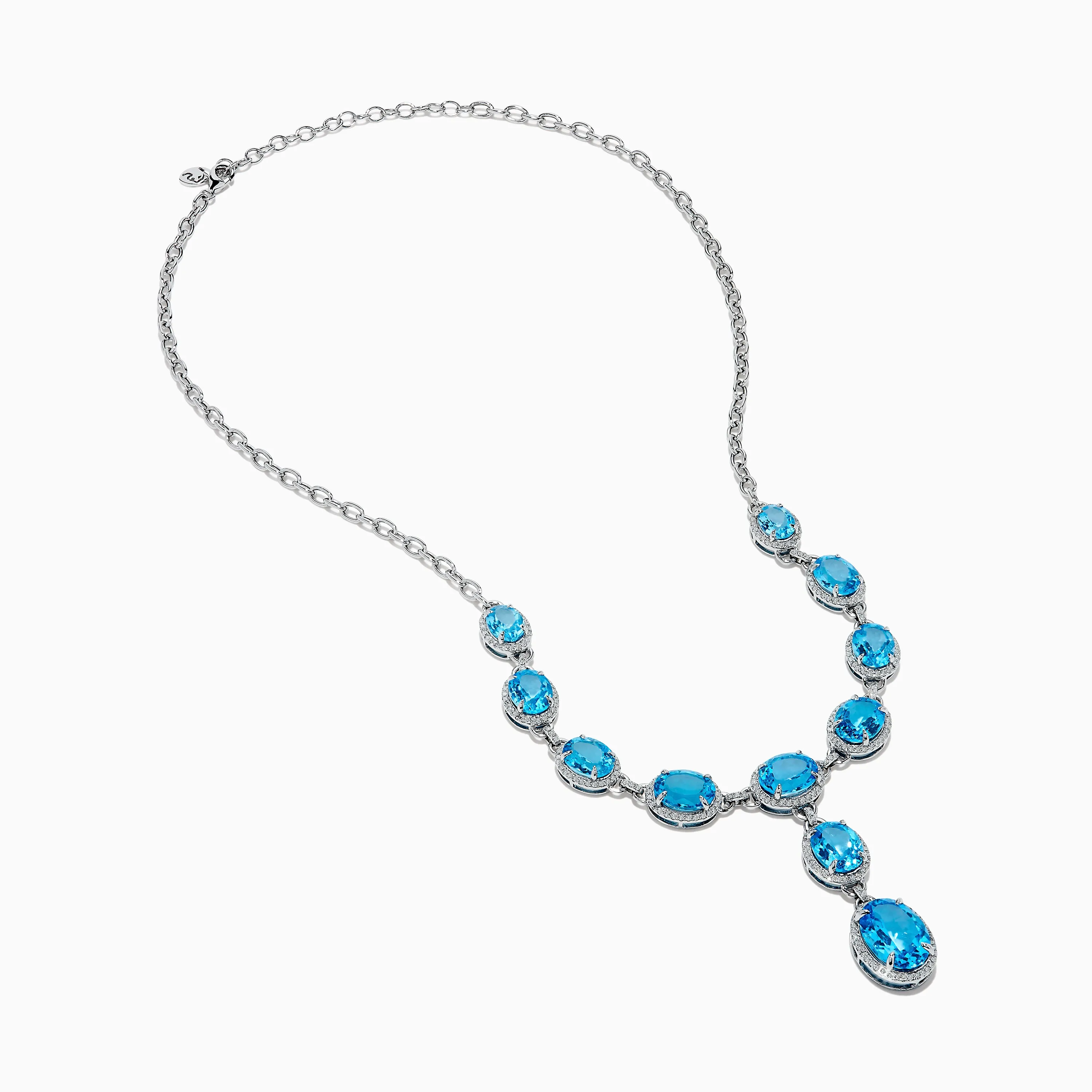 Ocean Bleu 14K White Gold Blue Topaz and Diamond Lavaliere Necklace sold by Effy product image thumbnail 2