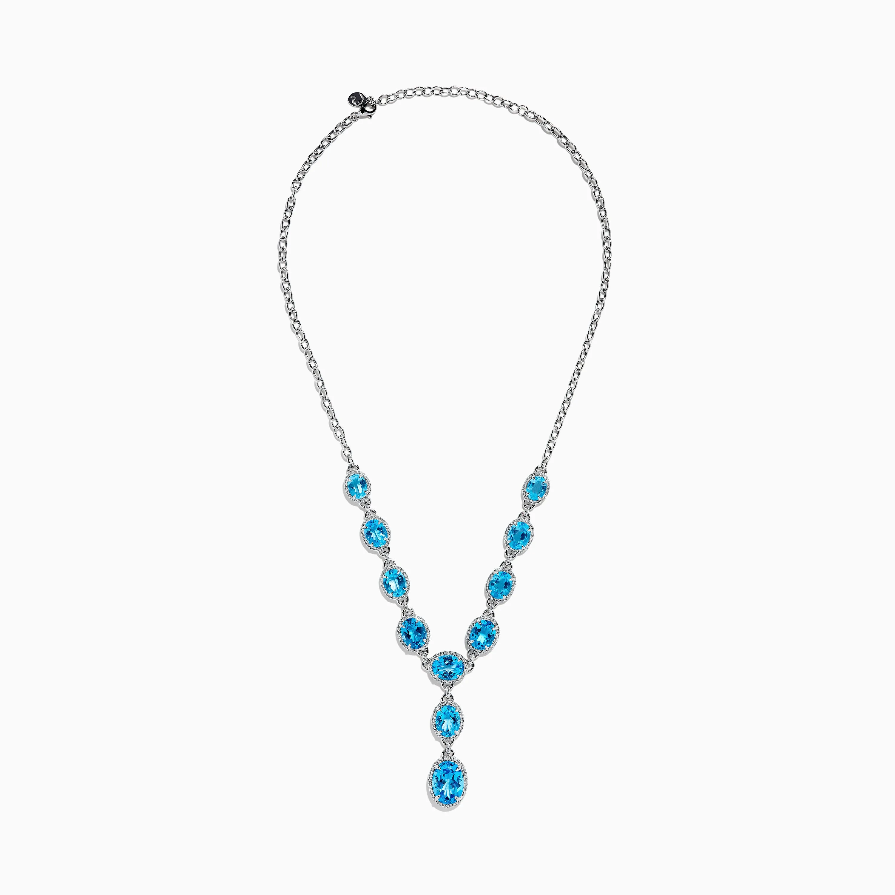 Ocean Bleu 14K White Gold Blue Topaz and Diamond Lavaliere Necklace sold by Effy product image thumbnail 3