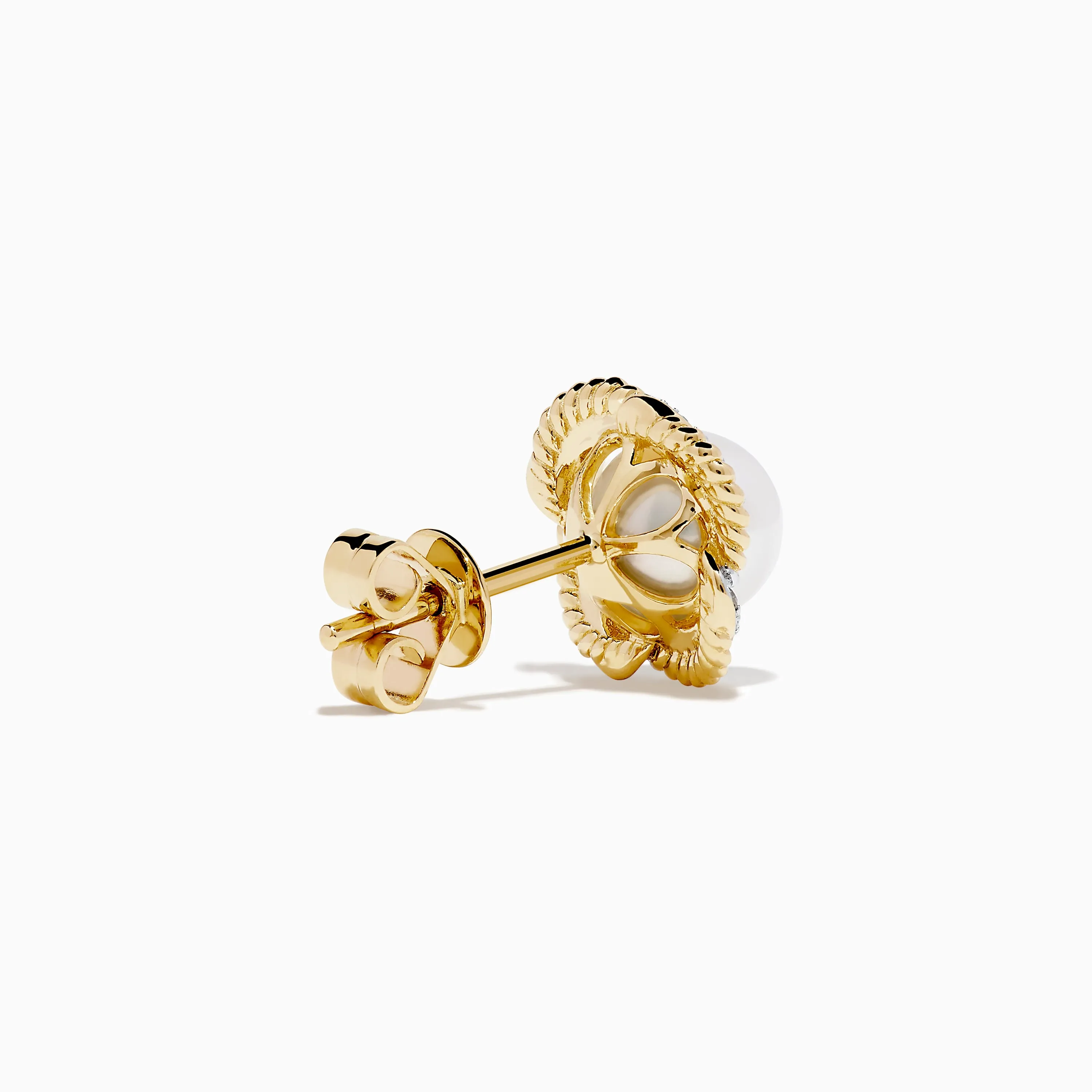 14K Yellow Freshwater Pearl and Diamond Scalloped Edge Earrings sold by Effy product image thumbnail 4