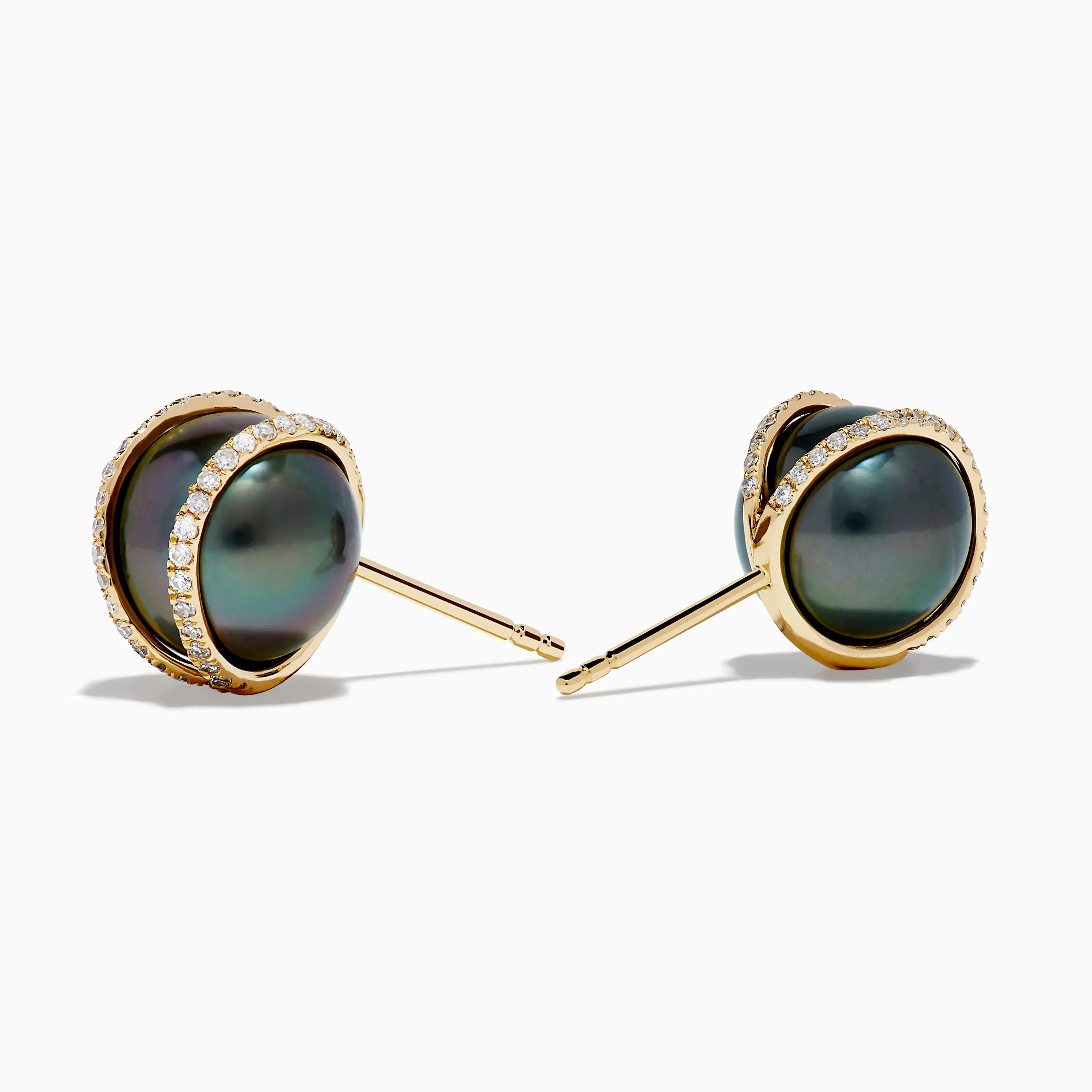 14K Yellow Gold Black Tahitian Pearl and Diamond Earrings sold by Effy product image thumbnail 2