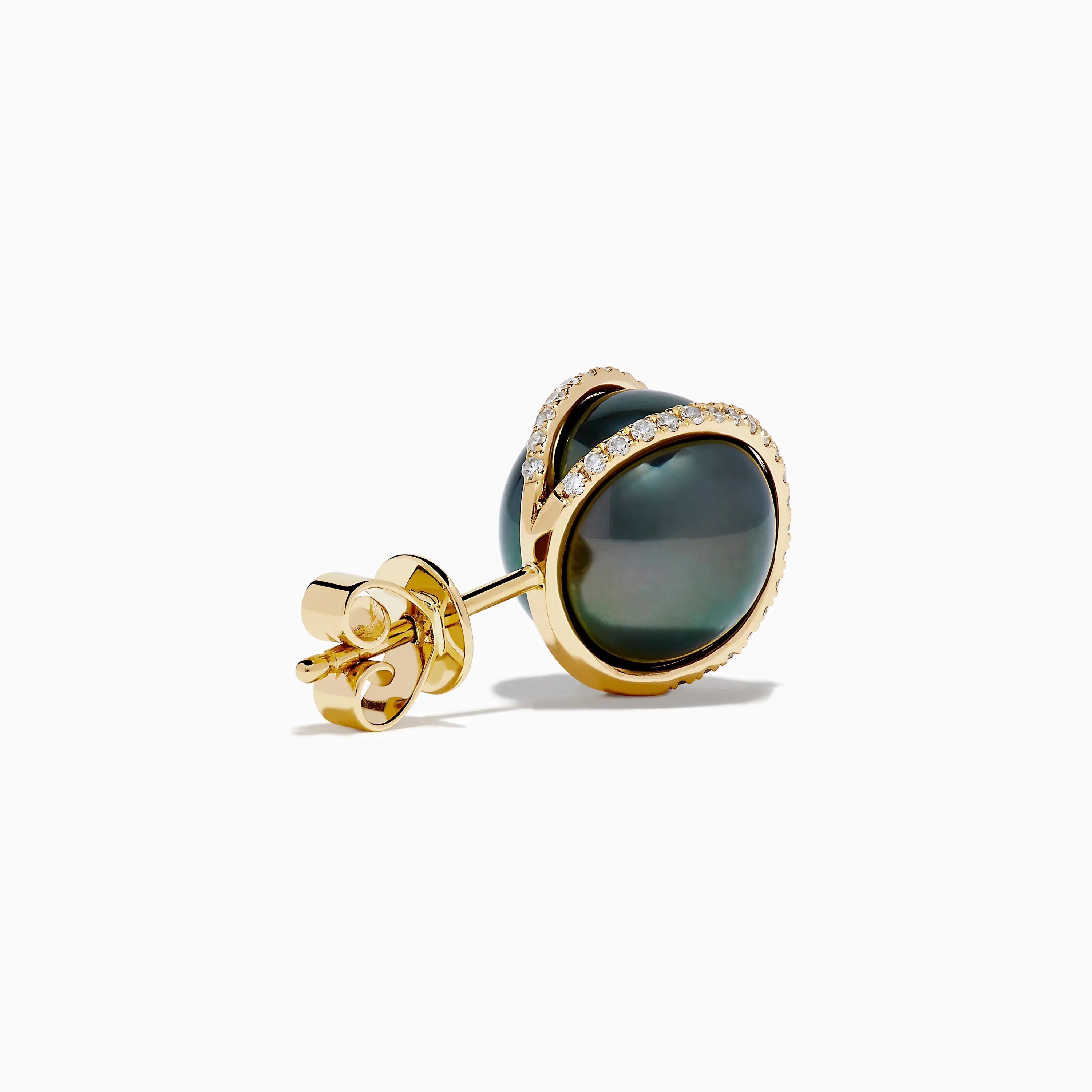 14K Yellow Gold Black Tahitian Pearl and Diamond Earrings sold by Effy product image thumbnail 4