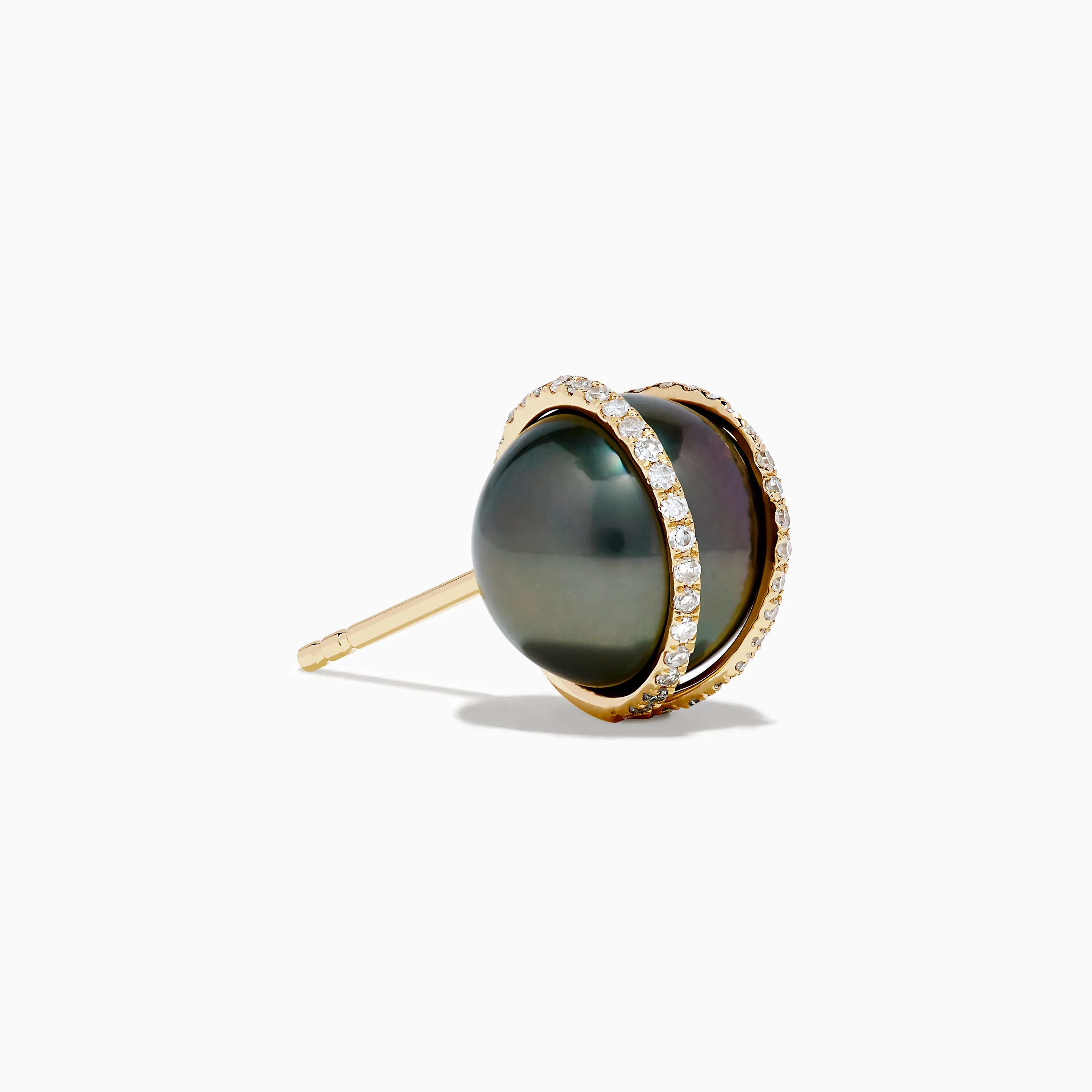 14K Yellow Gold Black Tahitian Pearl and Diamond Earrings sold by Effy product image thumbnail 3