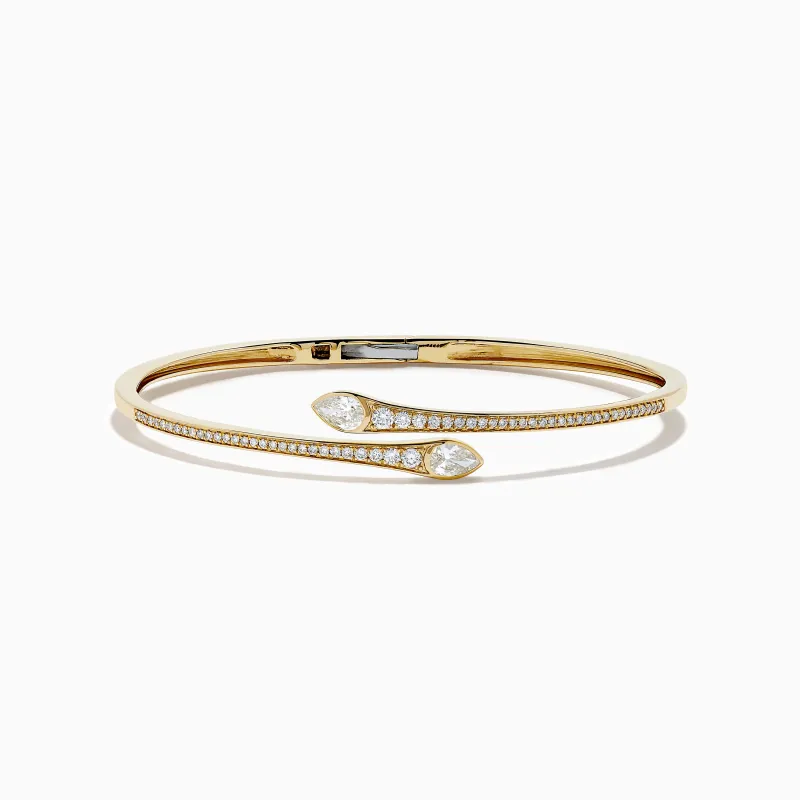 D'Oro 14k Yellow Gold Diamond Bypass Bangle sold by Effy