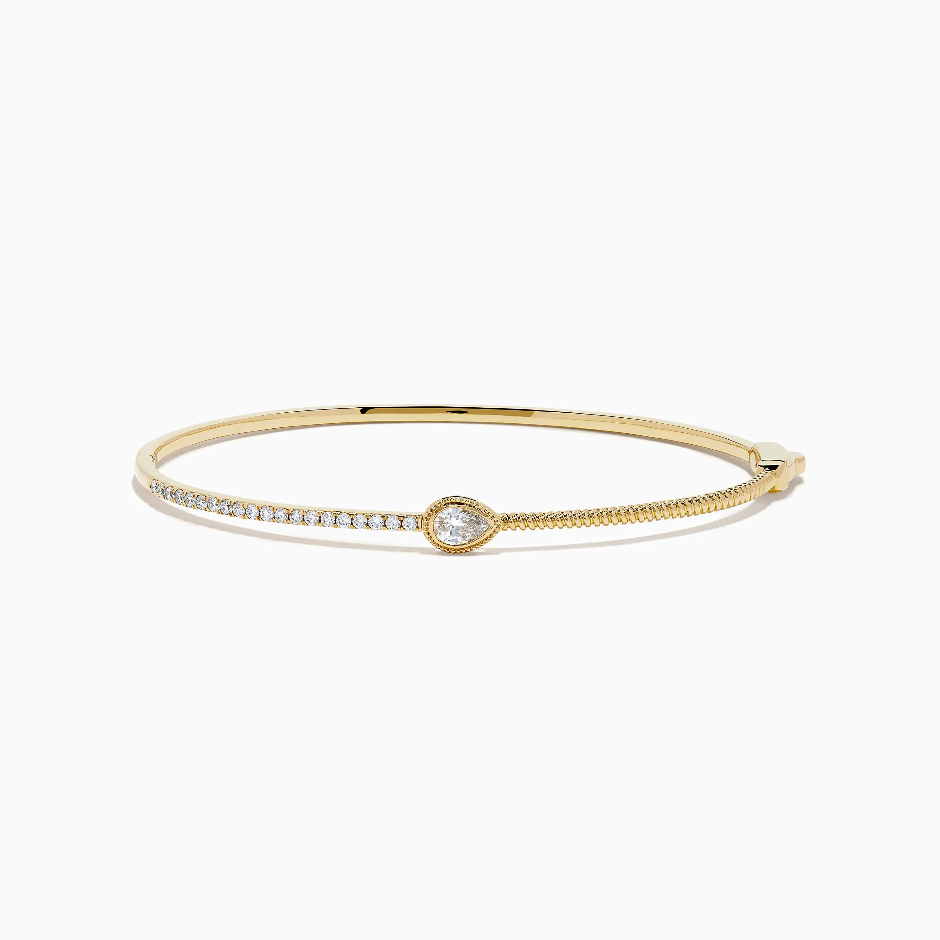D'Oro 14K Yellow Gold Pear Bezel Diamond Bangle sold by Effy