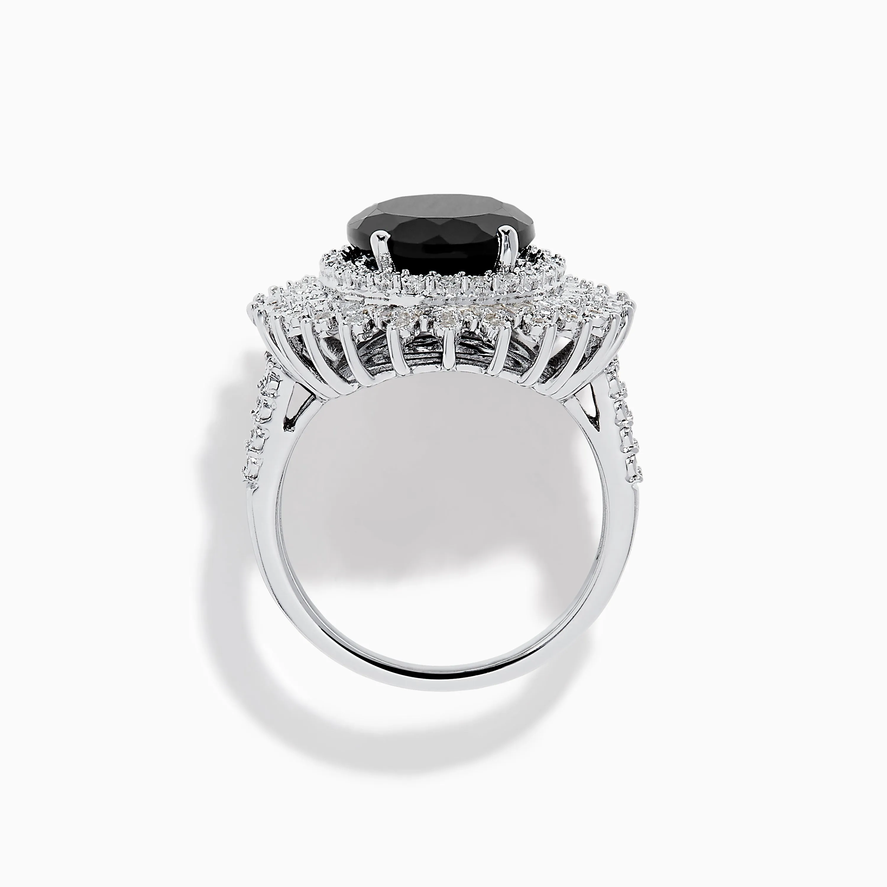14K White Gold Onyx and Diamond Double Halo Ring sold by Effy product image thumbnail 3