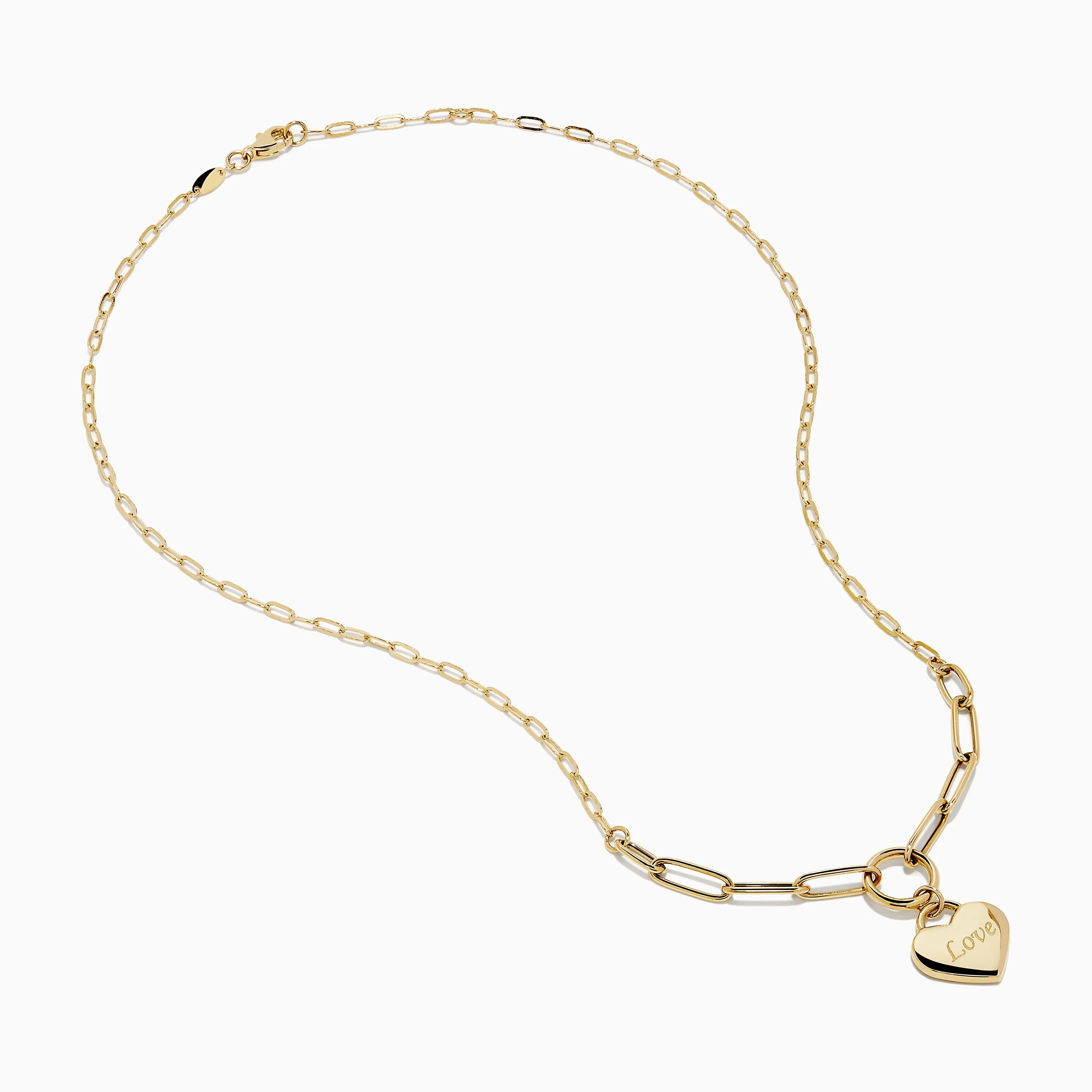 14K Yellow Gold Heart Love on Paperclip Chain Necklace sold by Effy product image thumbnail 2