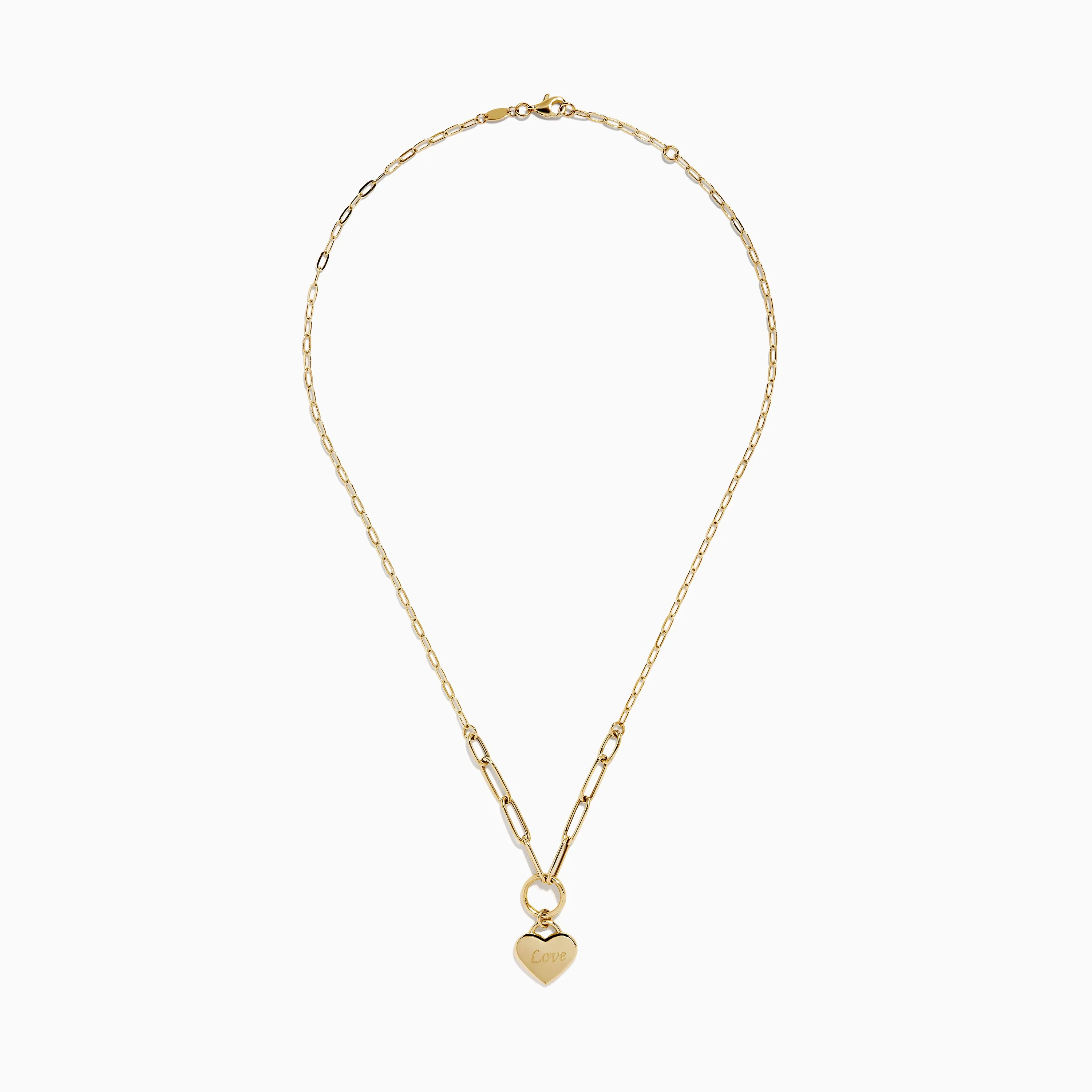 14K Yellow Gold Heart Love on Paperclip Chain Necklace sold by Effy product image thumbnail 3