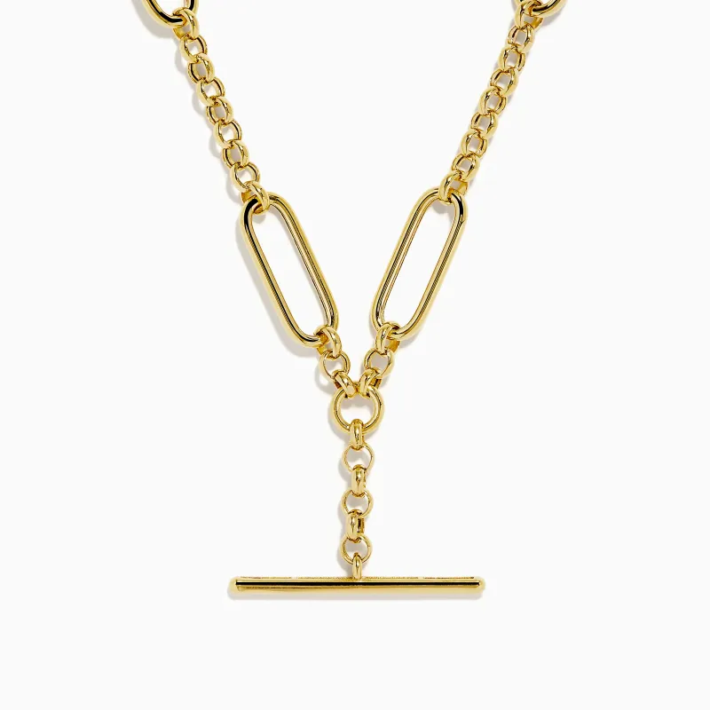 14K Yellow Gold Elongated Paperclip Chain Y-Necklace with Toggle Bar sold by Effy