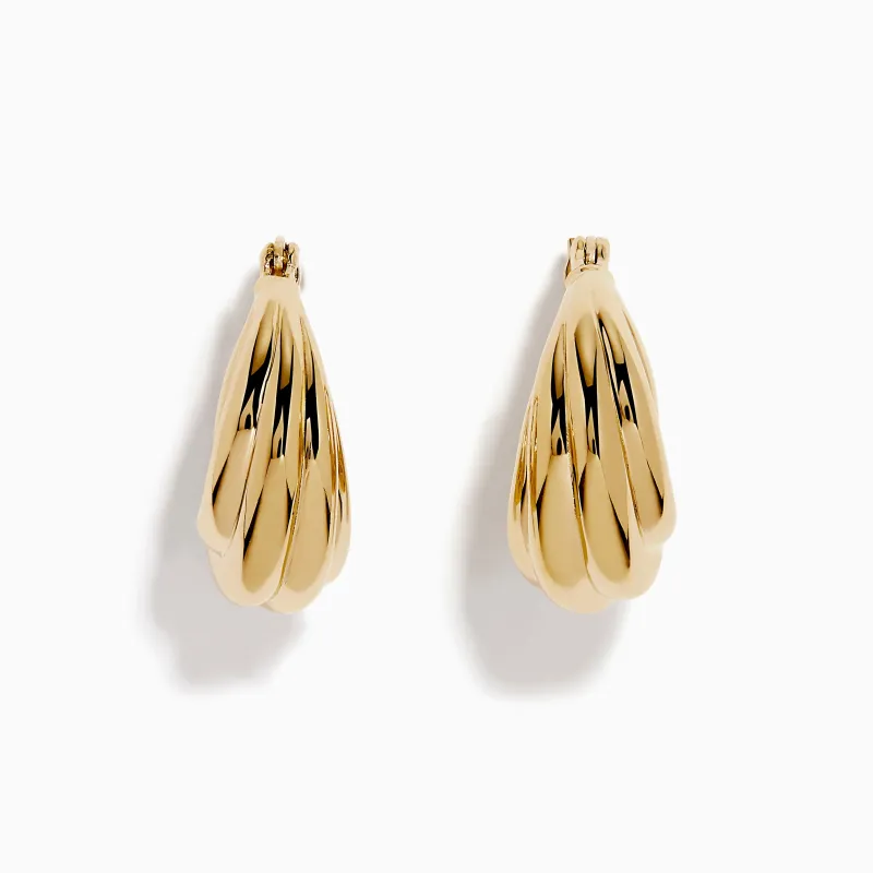 14K Yellow Gold Shrimp Hoop Earrings sold by Effy