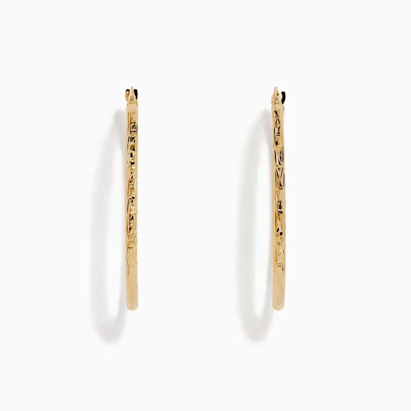 14K Yellow Gold Oval Tube Baguette Cut Hoop Earrings sold by Effy