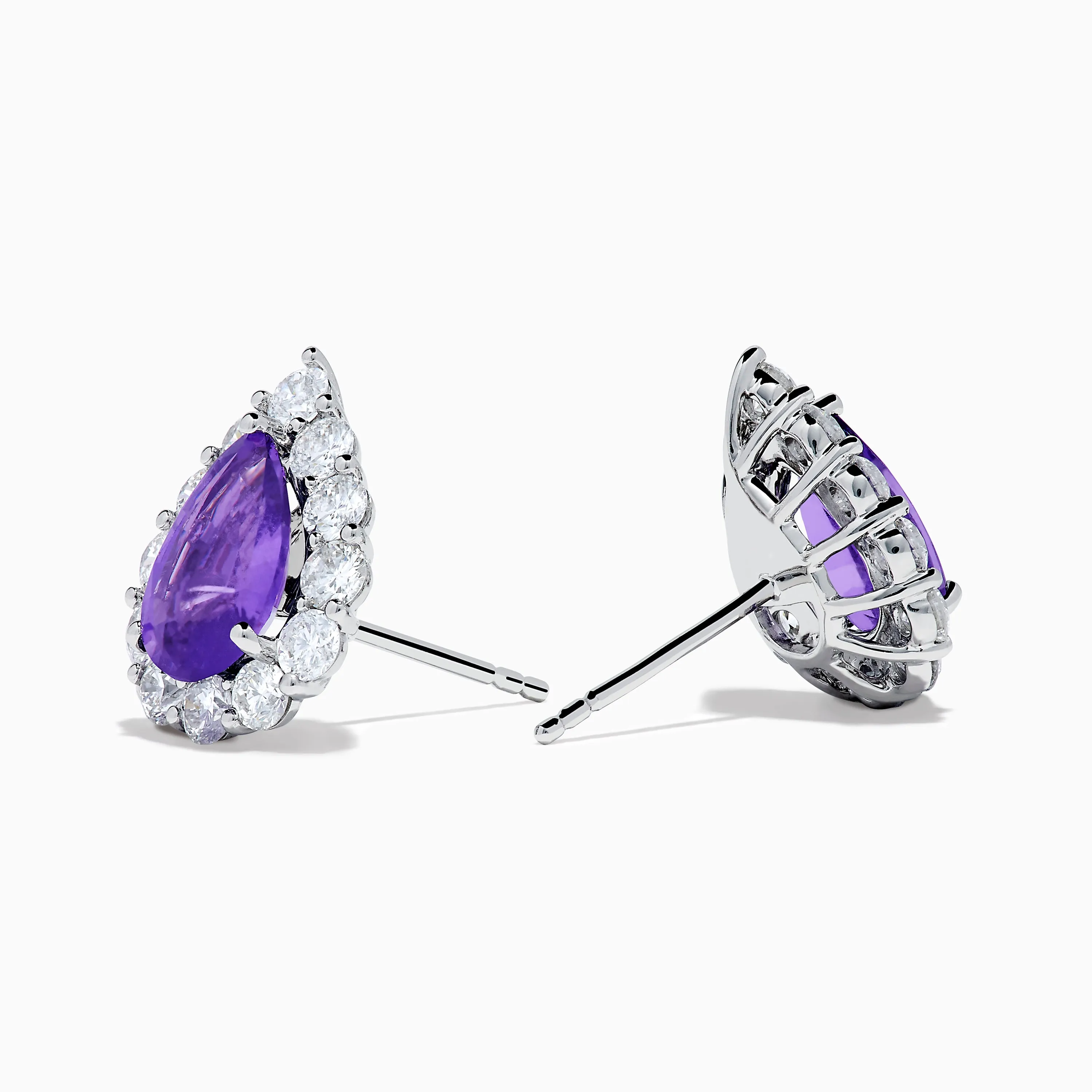 18K White Gold Purple Sapphire and Diamond Halo Earrings sold by Effy product image thumbnail 2