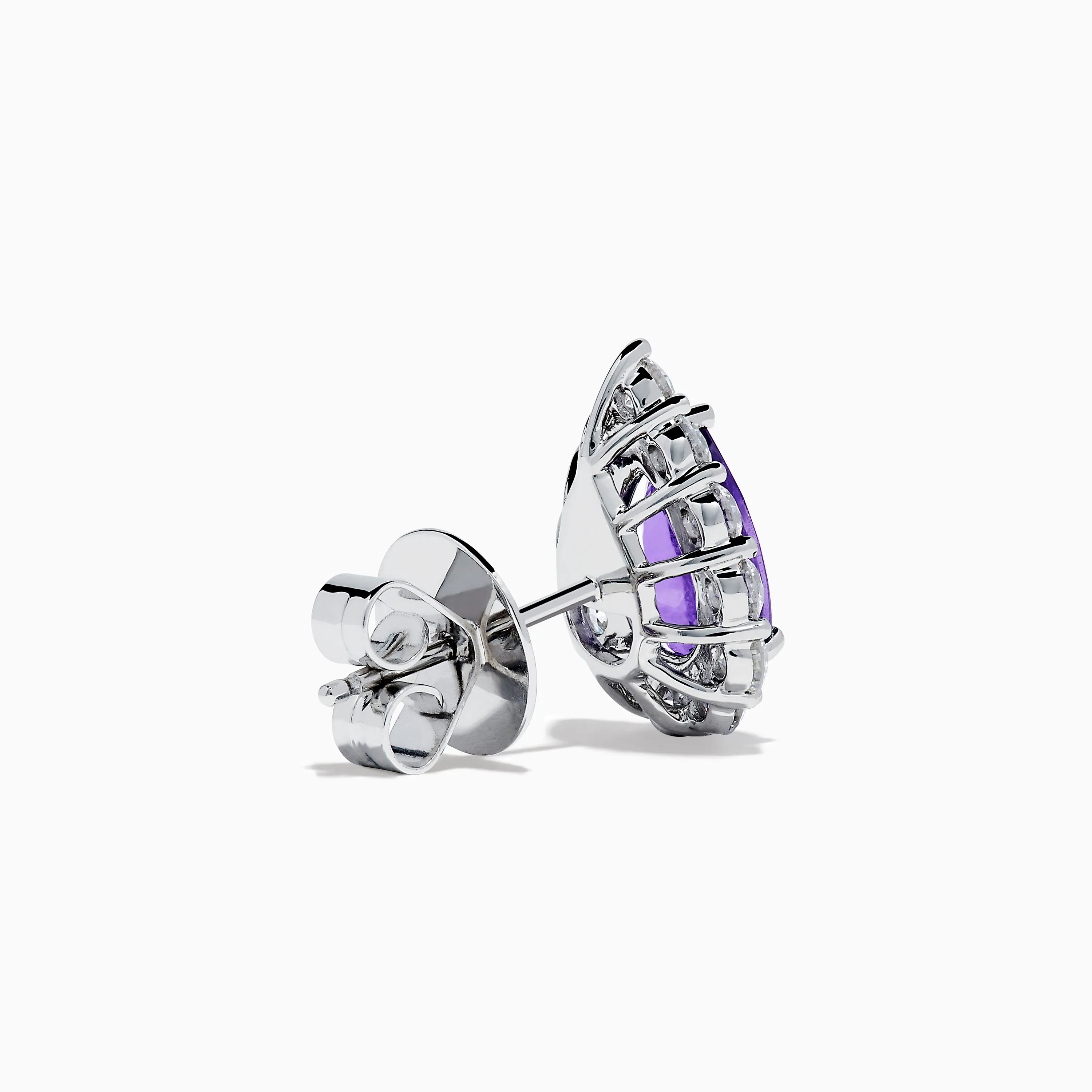 18K White Gold Purple Sapphire and Diamond Halo Earrings sold by Effy product image thumbnail 4