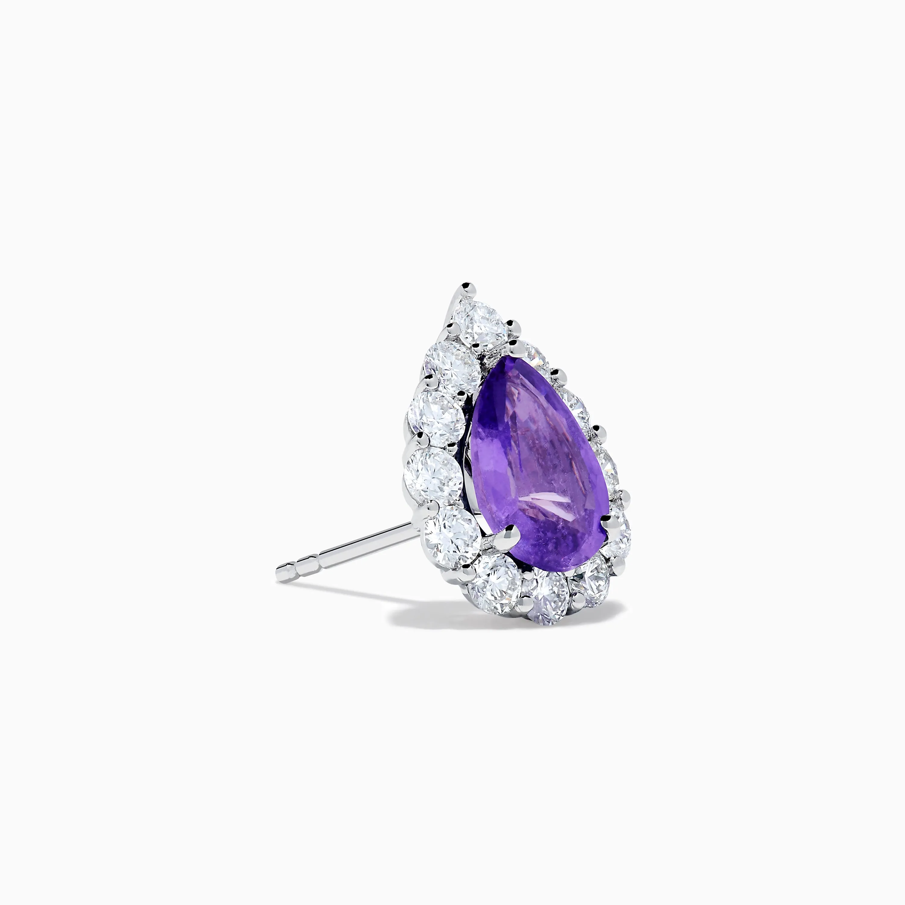 18K White Gold Purple Sapphire and Diamond Halo Earrings sold by Effy product image thumbnail 3