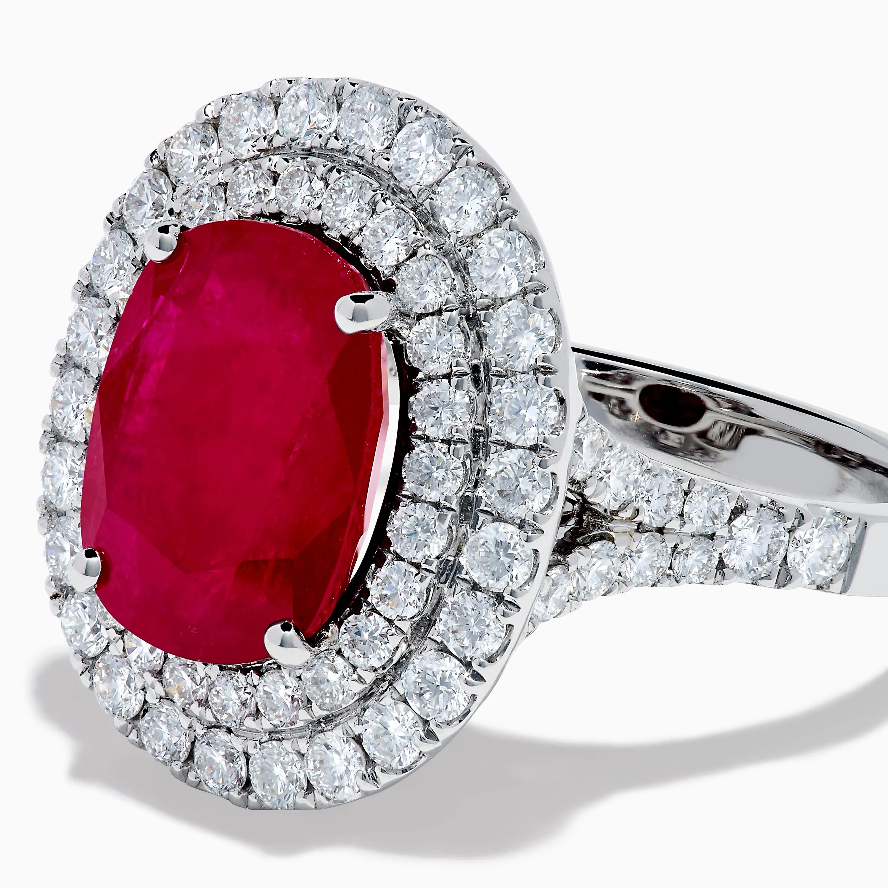 18K White Gold Ruby and Diamond Double Halo Ring sold by Effy product image thumbnail 2
