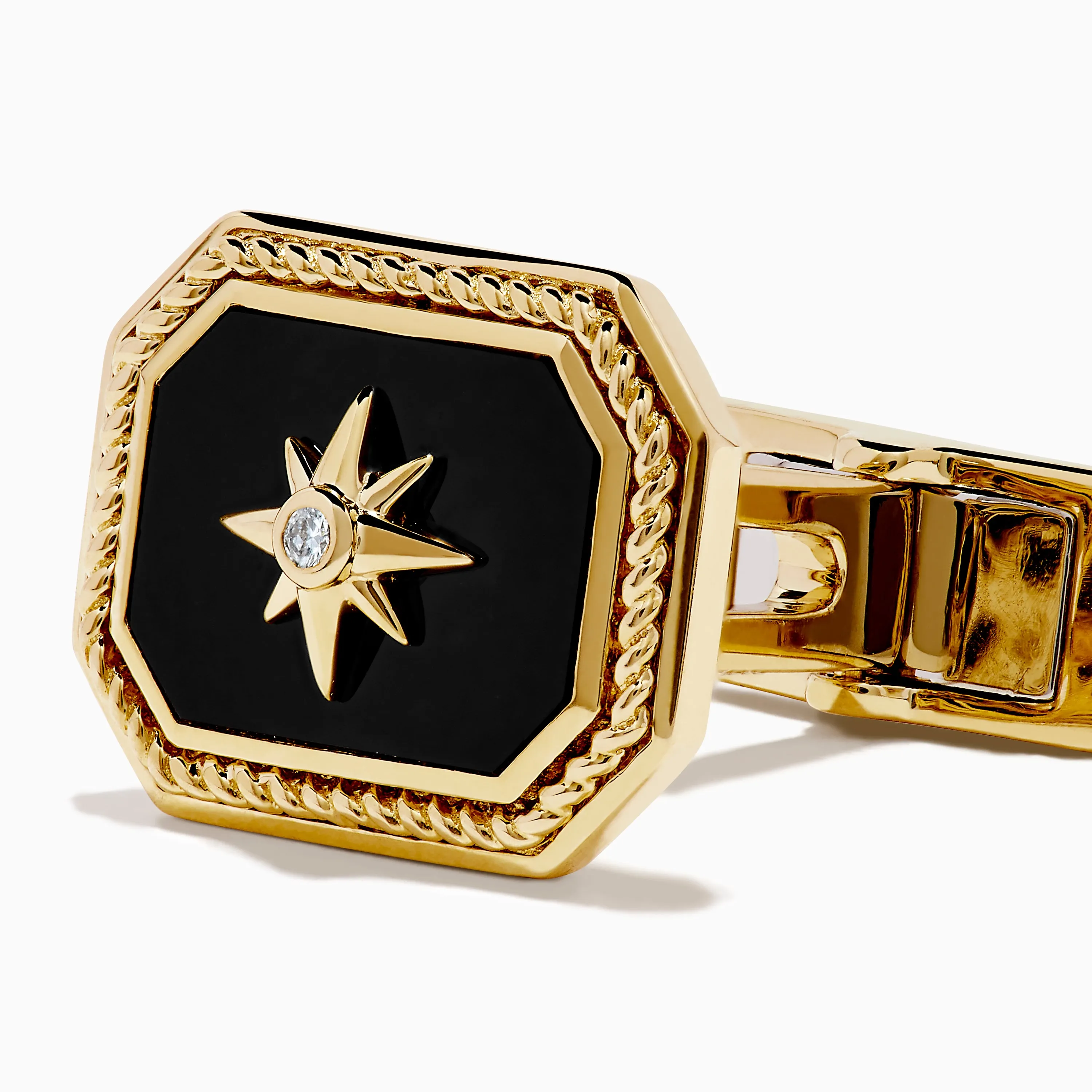Men's Eclipse 14K Yellow Gold Onyx and Diamond Cufflinks sold by Effy product image thumbnail 2