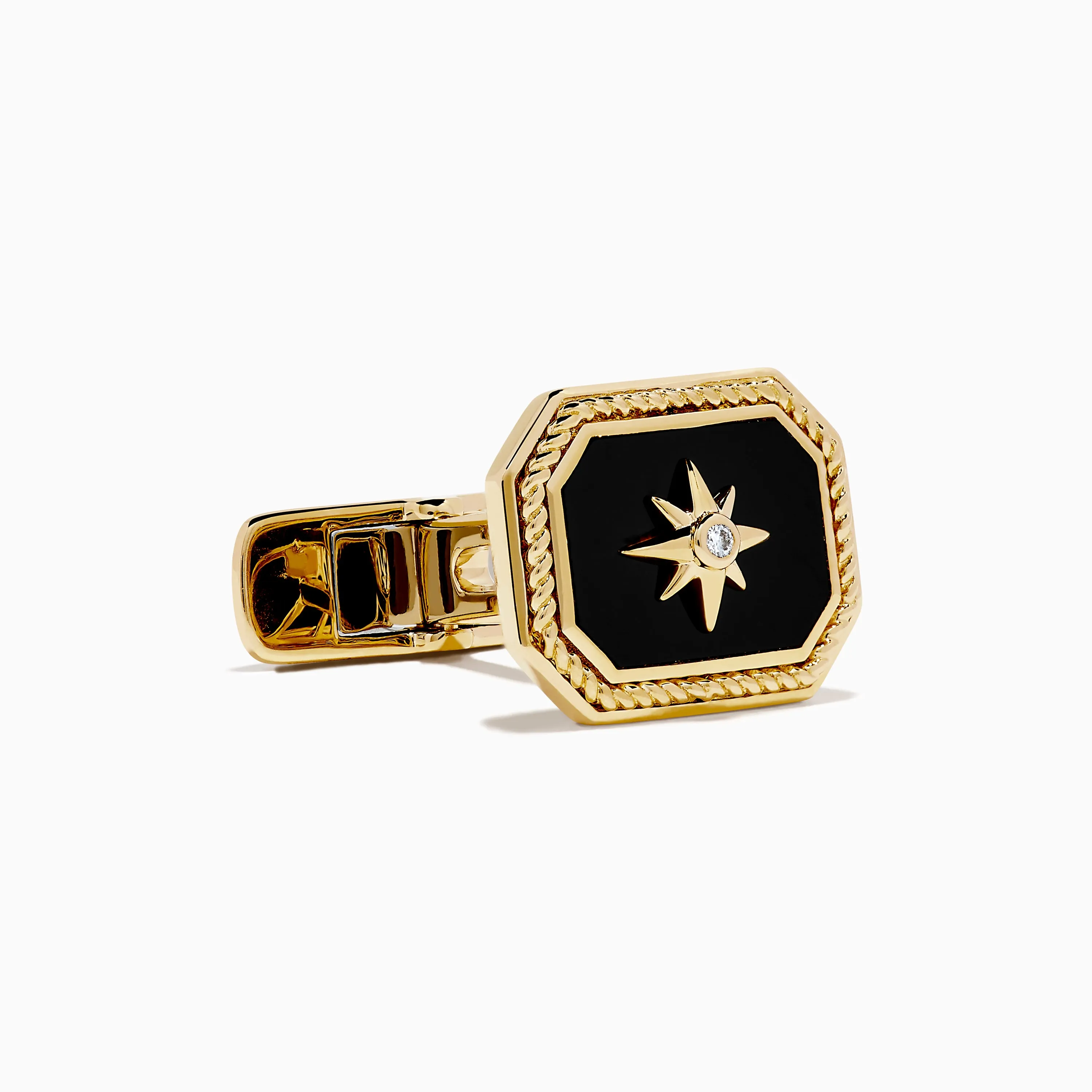 Men's Eclipse 14K Yellow Gold Onyx and Diamond Cufflinks sold by Effy product image thumbnail 3