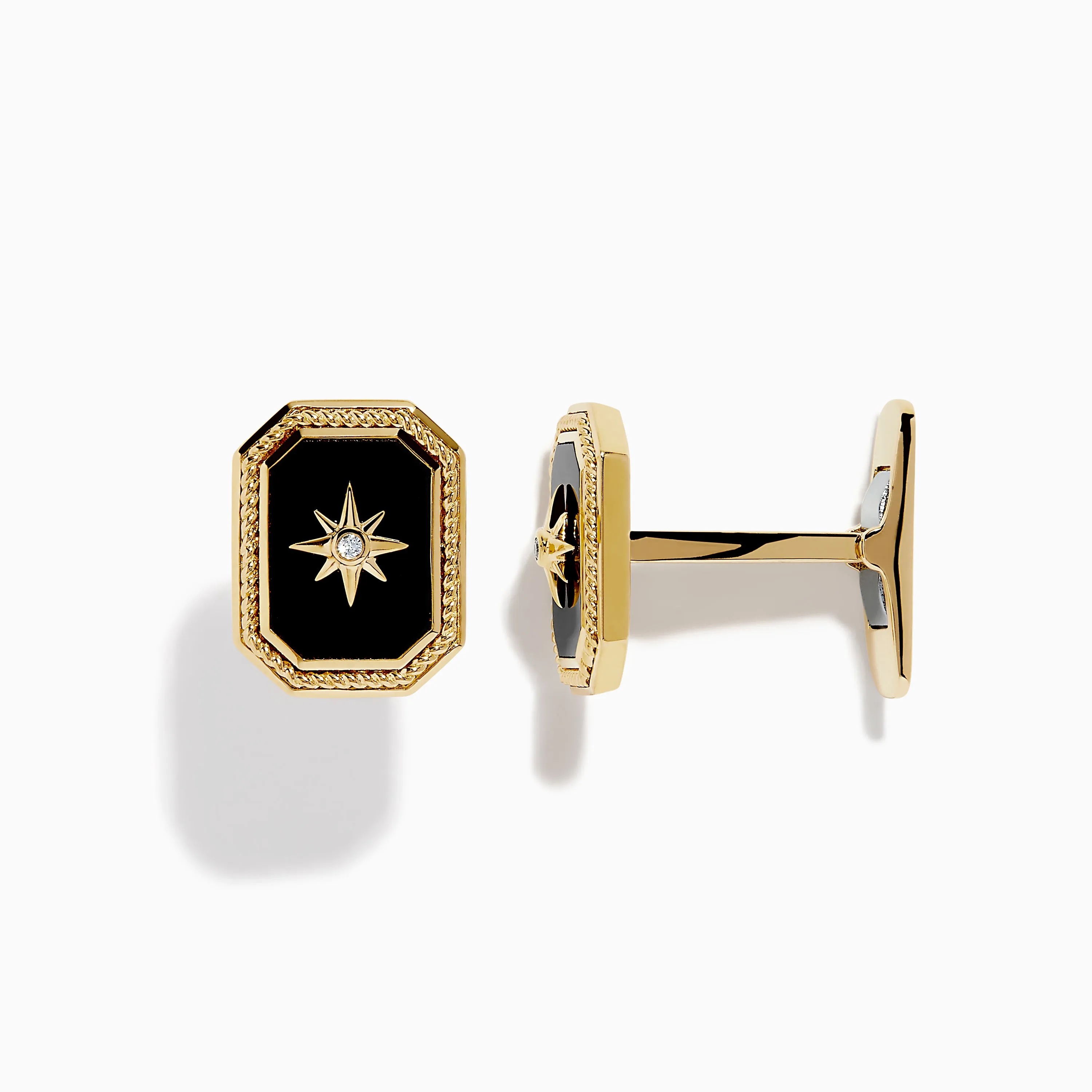 Men's Eclipse 14K Yellow Gold Onyx and Diamond Cufflinks sold by Effy