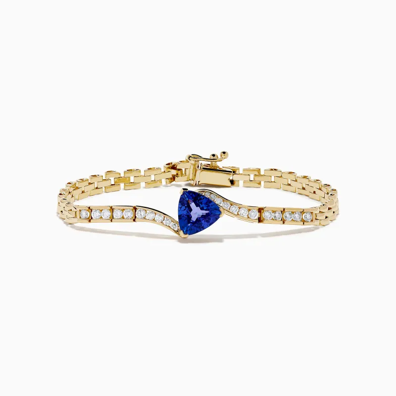 14K Yellow Gold Tanzanite and Diamond Chain Link Bracelet sold by Effy