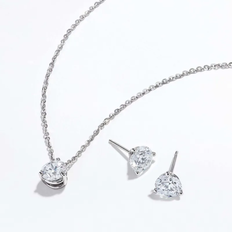 Lab Grown Diamond Earring and Necklace Set in 14K White Gold sold by Effy
