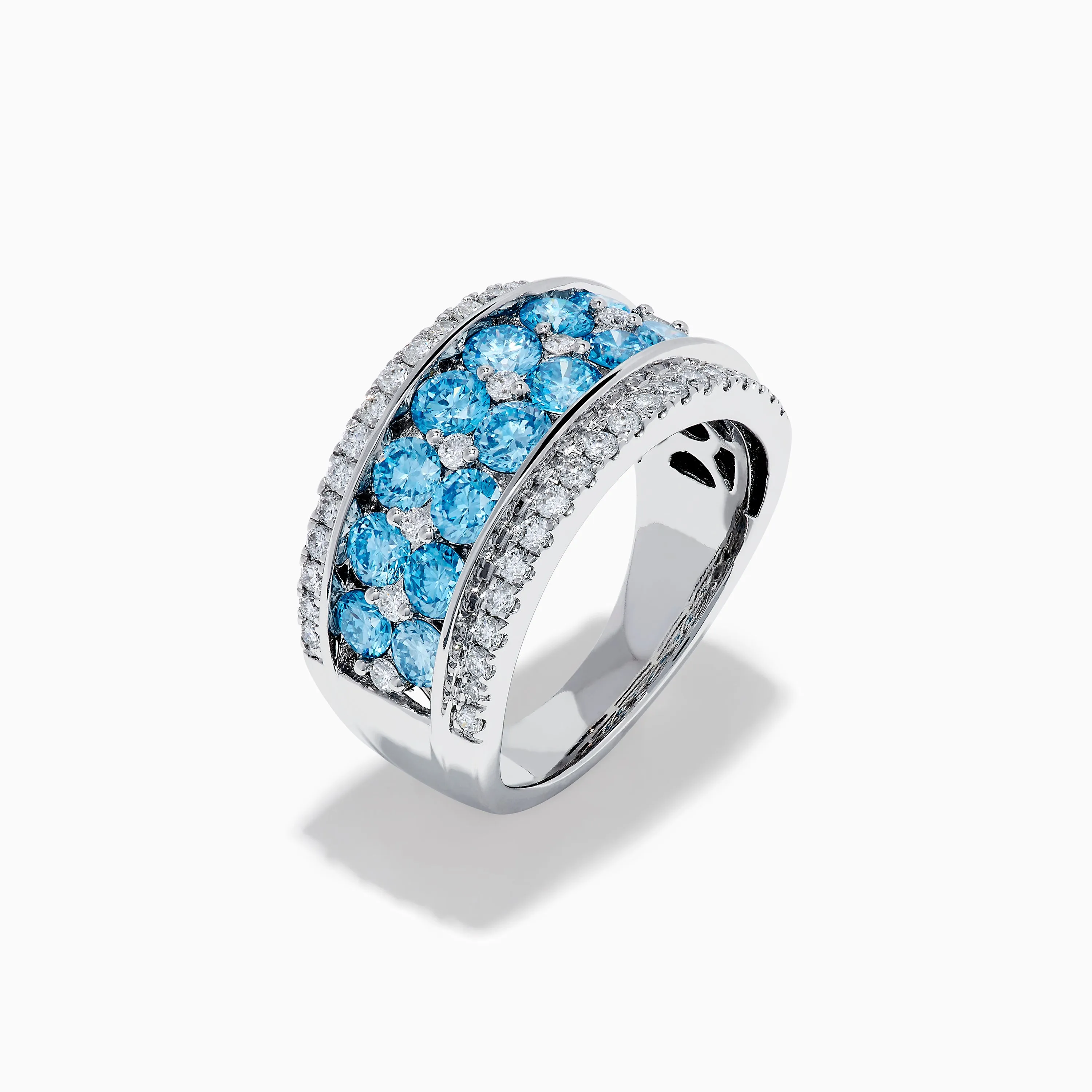 Lab Grown Blue and White Diamond Statement Ring in 14K White Gold sold by Effy product image thumbnail 4