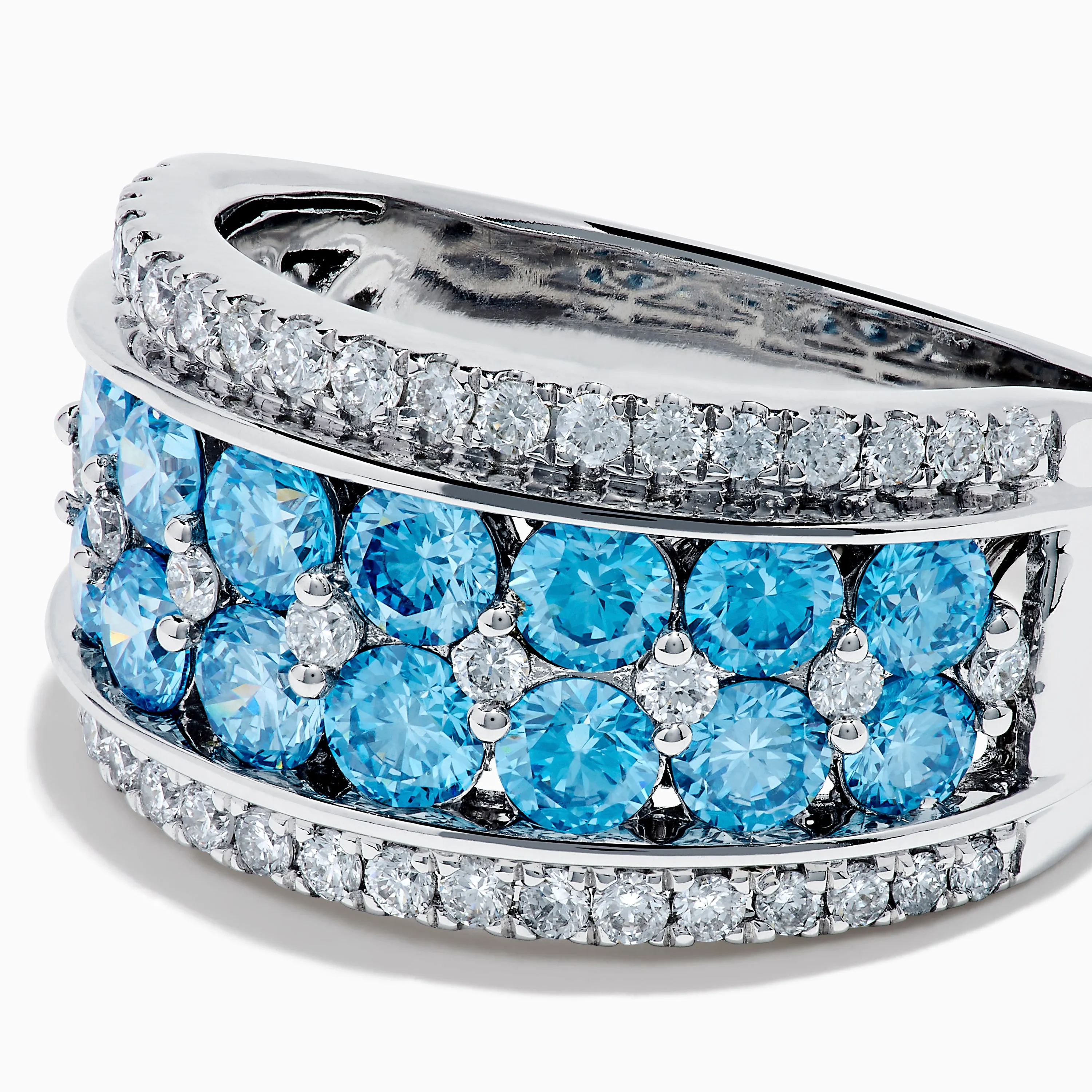 Lab Grown Blue and White Diamond Statement Ring in 14K White Gold sold by Effy product image thumbnail 2