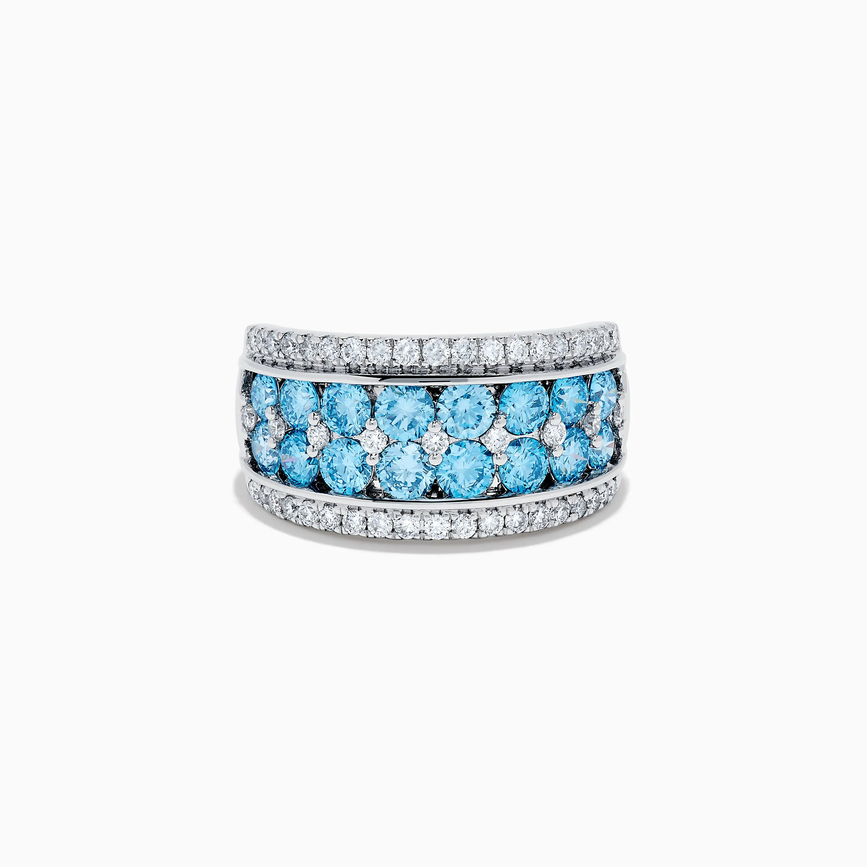 Lab Grown Blue and White Diamond Statement Ring in 14K White Gold sold by Effy