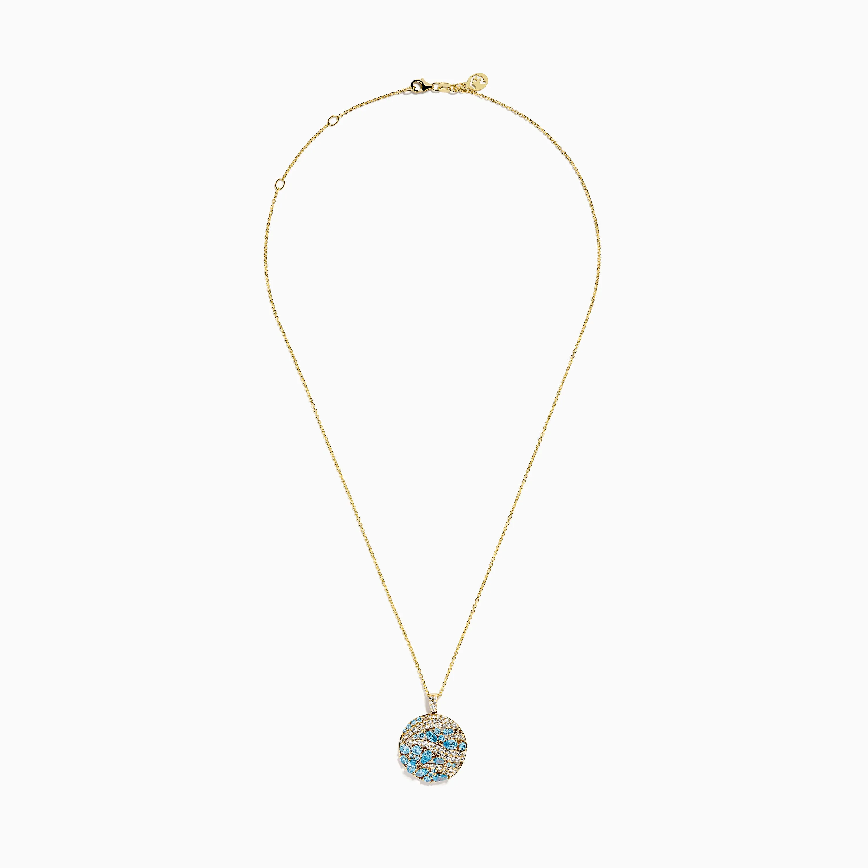 Lab Grown Blue and White Diamond Coin Pendant in 14K Yellow Gold sold by Effy product image thumbnail 3