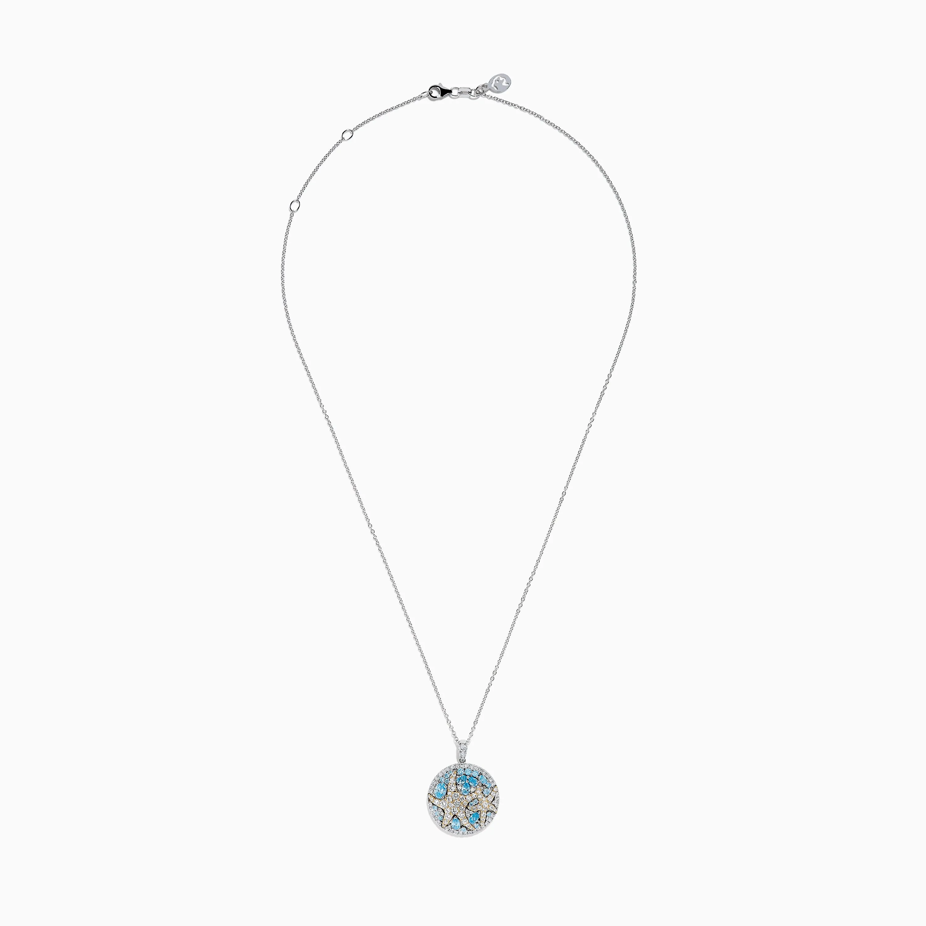 Lab Grown Blue and White Diamond Starfish Pendant in 14K Two Tone Gold sold by Effy product image thumbnail 3