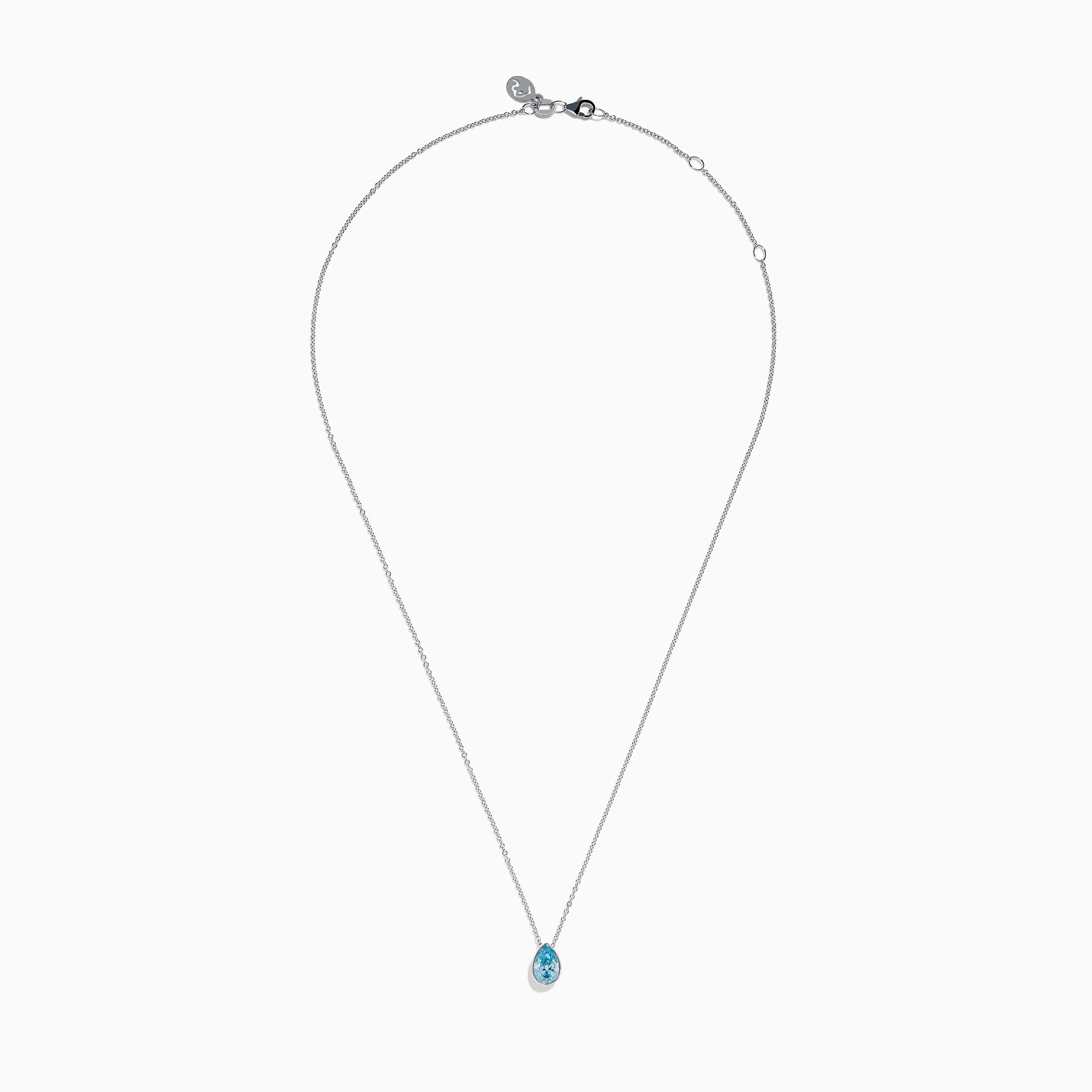 Lab Grown Pear Solitaire Blue Diamond Collarbone Necklace in 14K White Gold sold by Effy product image thumbnail 3