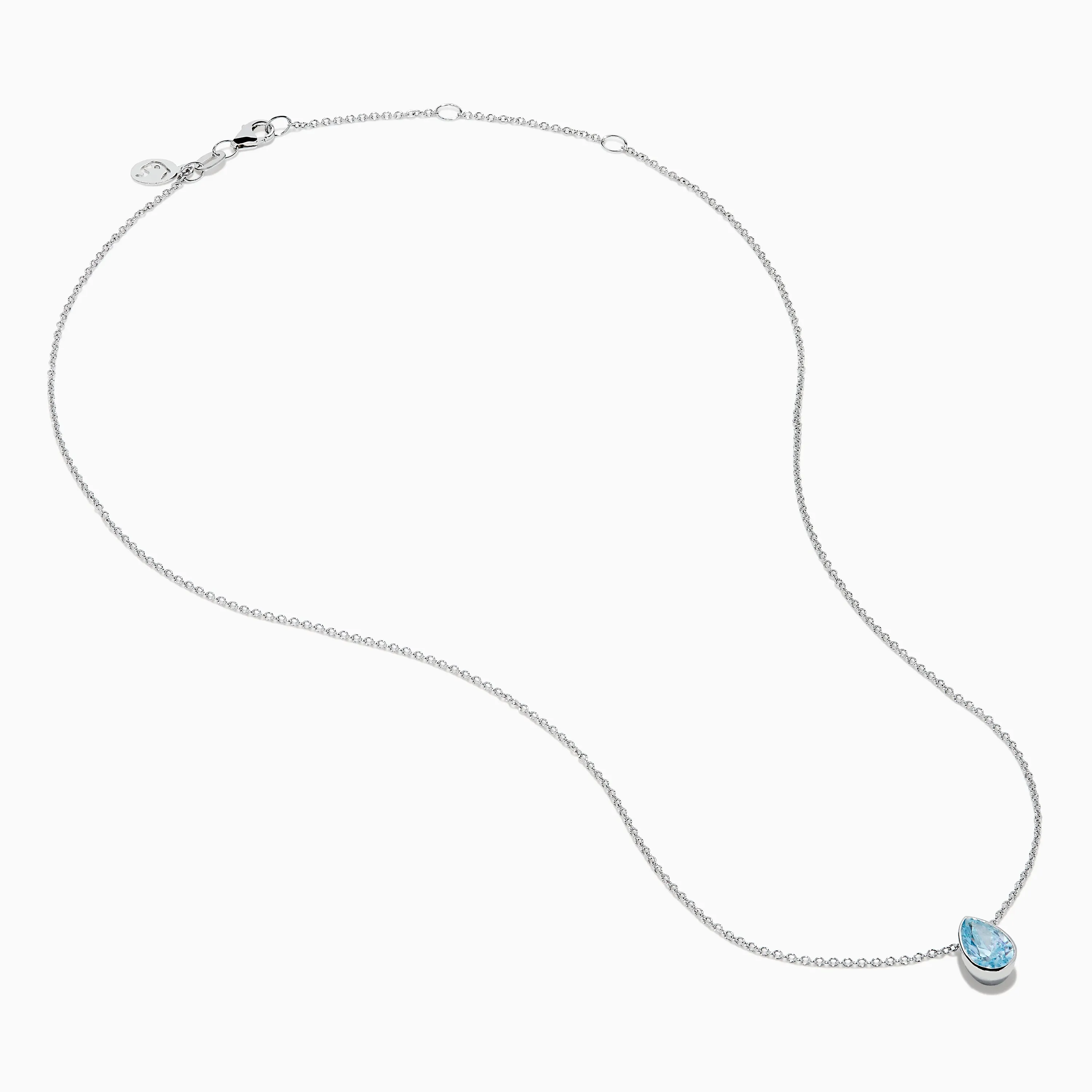 Lab Grown Pear Solitaire Blue Diamond Collarbone Necklace in 14K White Gold sold by Effy product image thumbnail 2