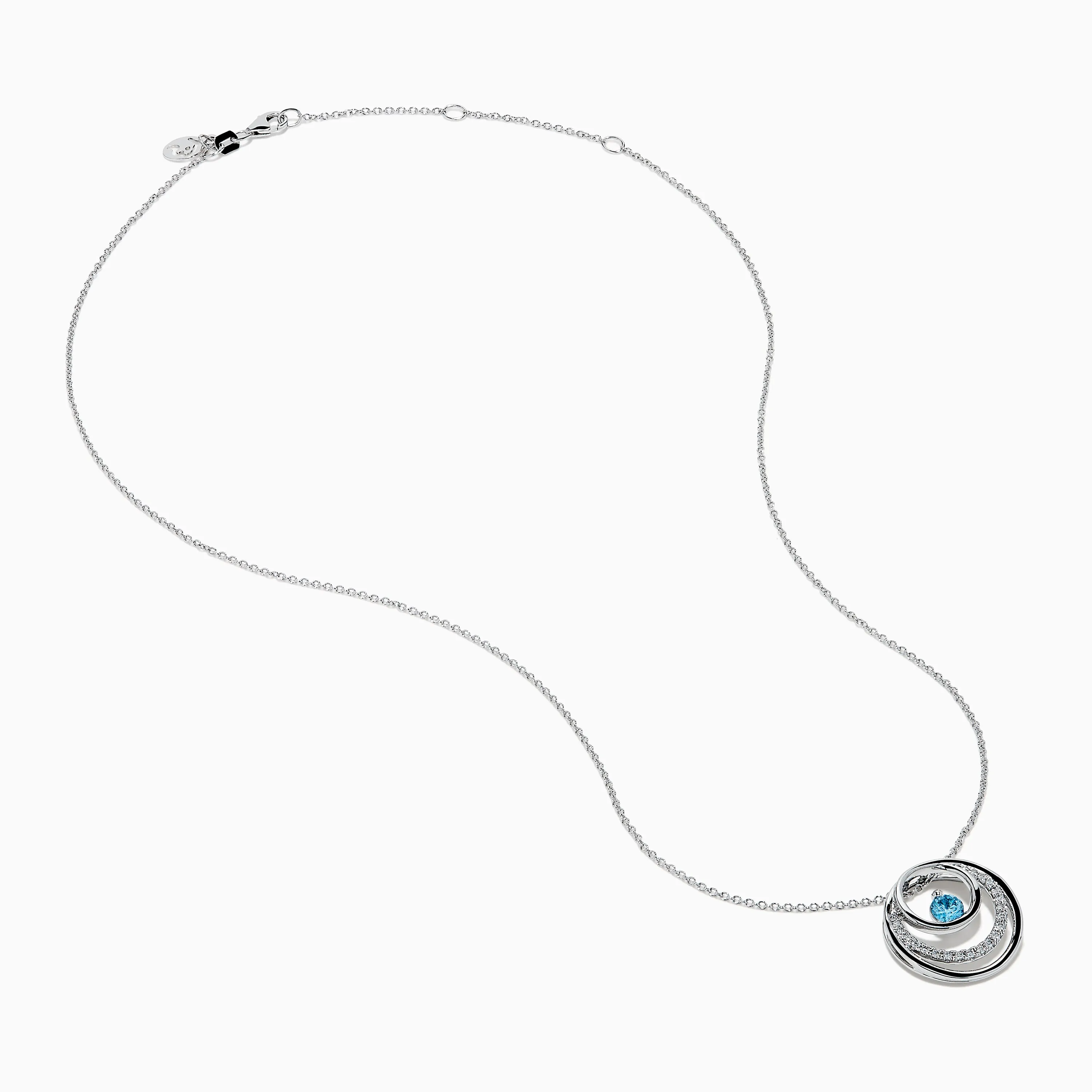 Lab Grown Blue and White Diamond Circle Pendant in 14K White Gold sold by Effy product image thumbnail 2