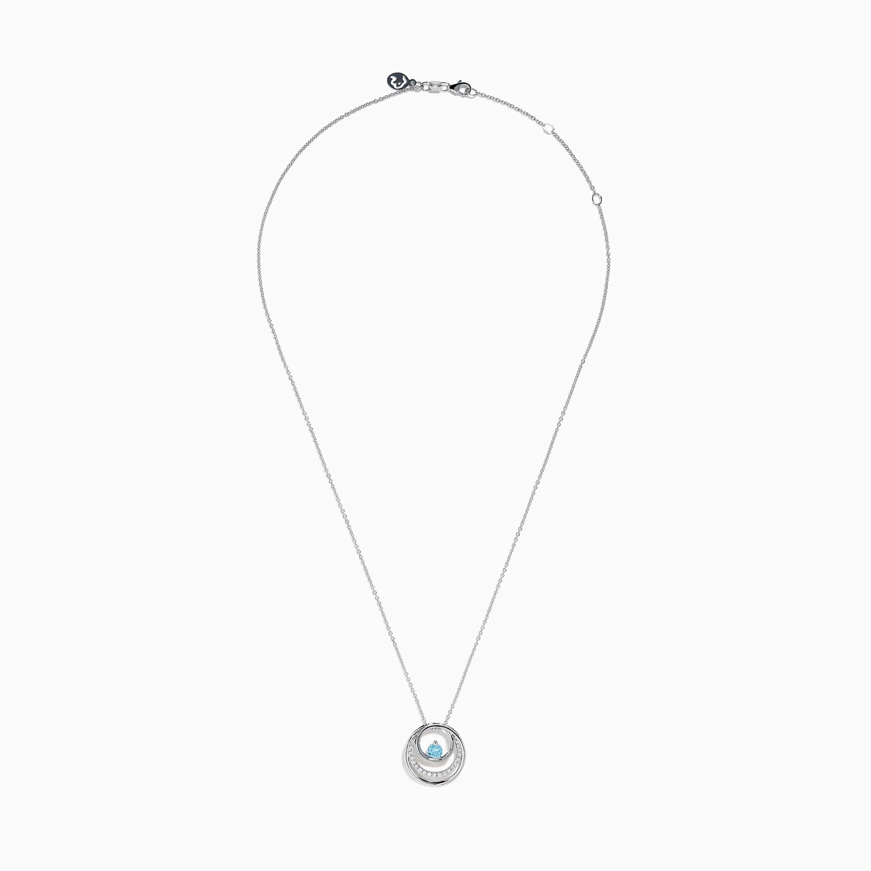 Lab Grown Blue and White Diamond Circle Pendant in 14K White Gold sold by Effy product image thumbnail 3