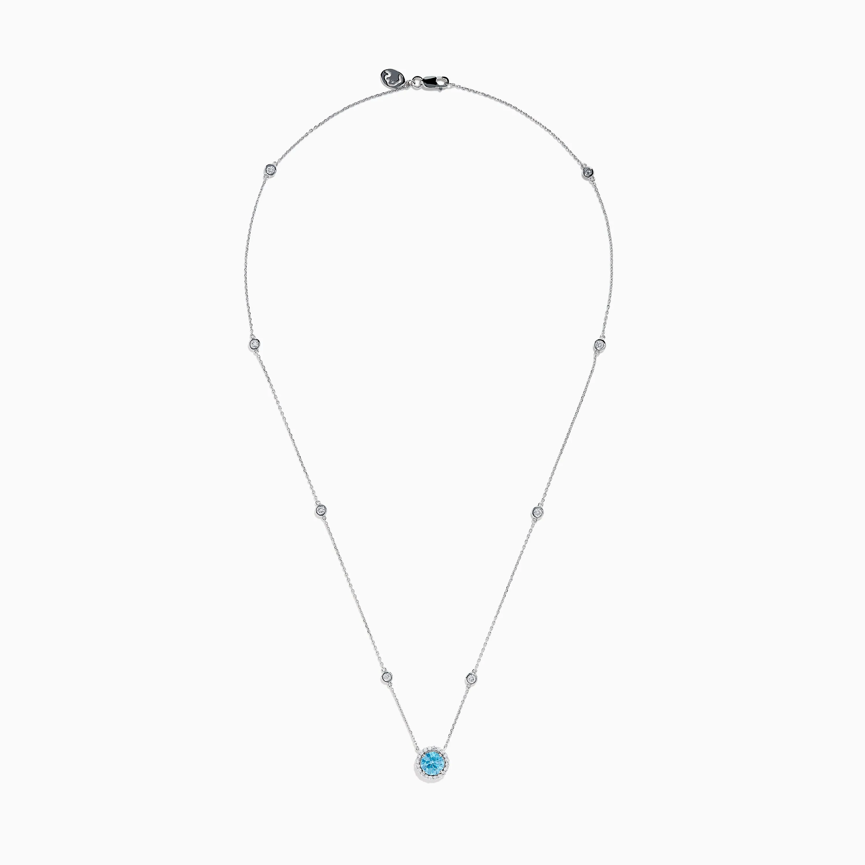 Lab Grown Blue and White Diamond Halo Necklace in 14K White Gold sold by Effy product image thumbnail 3