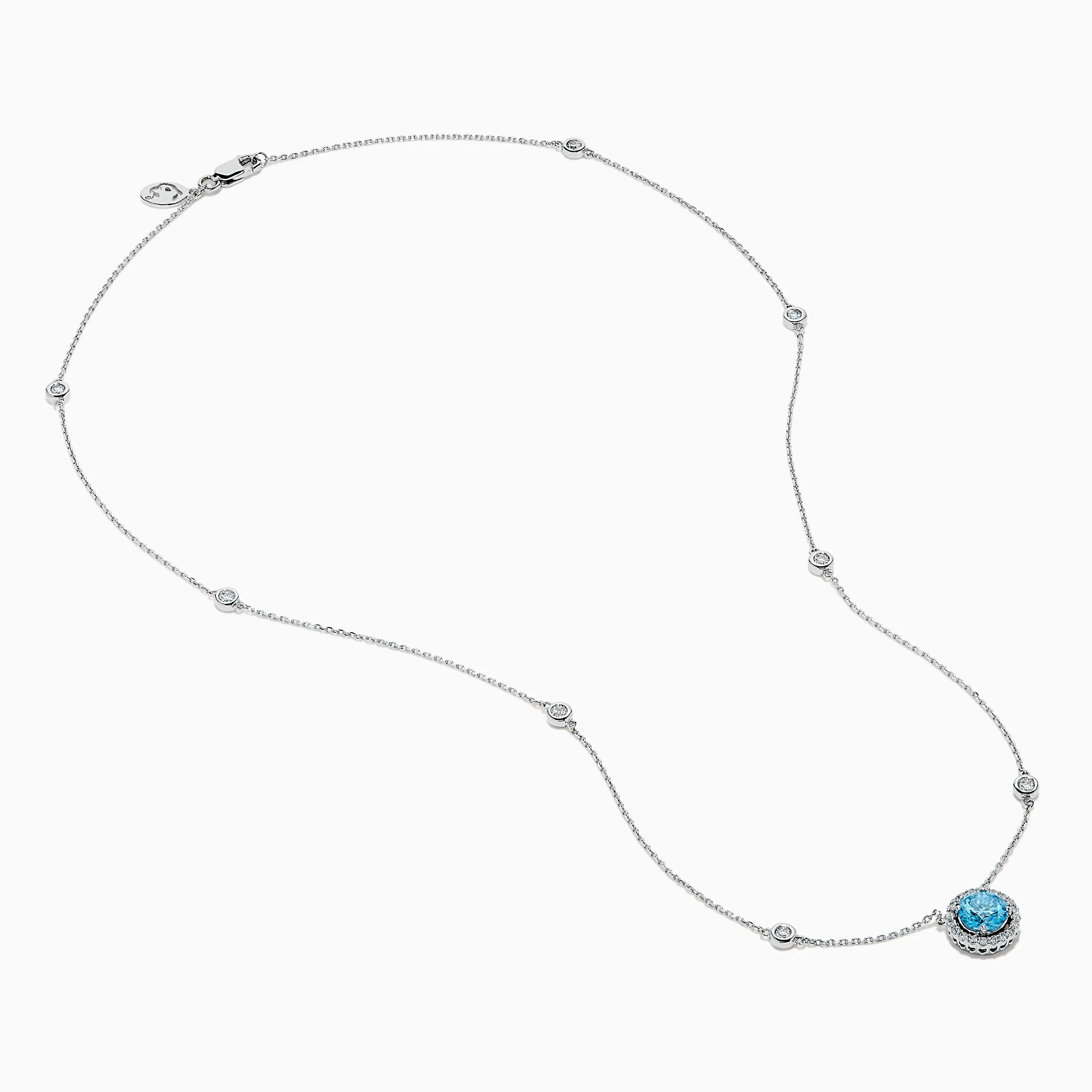 Lab Grown Blue and White Diamond Halo Necklace in 14K White Gold sold by Effy product image thumbnail 2