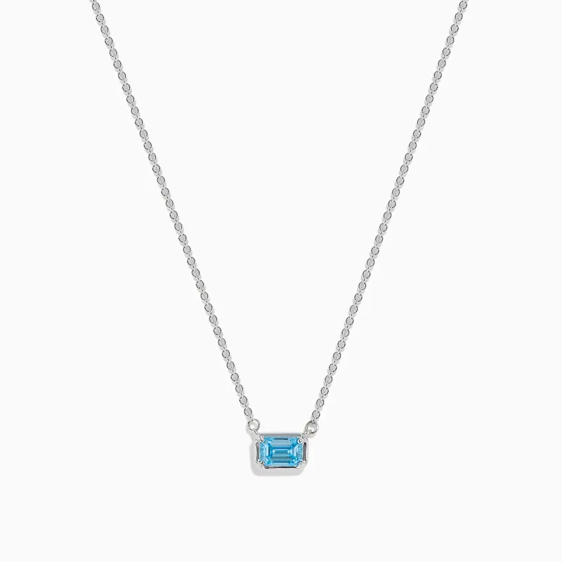 Lab Grown Blue Diamond Necklace in 14K White Gold sold by Effy