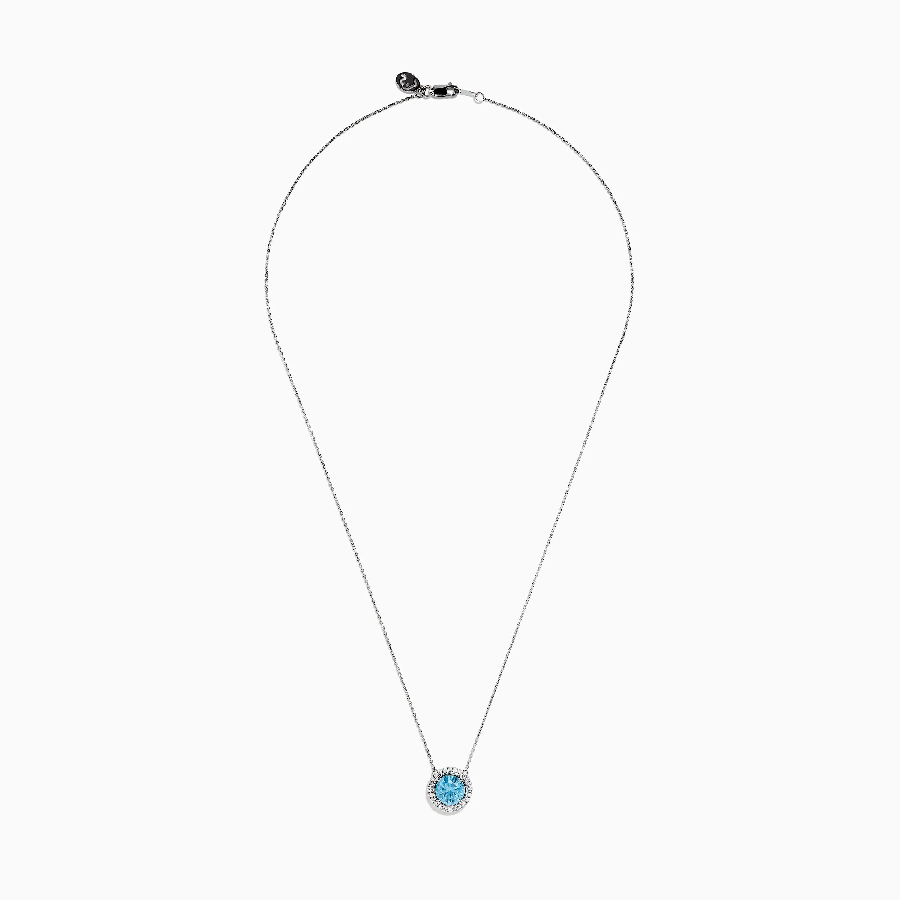 Lab Grown Blue and White Diamond Halo Necklace in 14K White Gold sold by Effy product image thumbnail 3