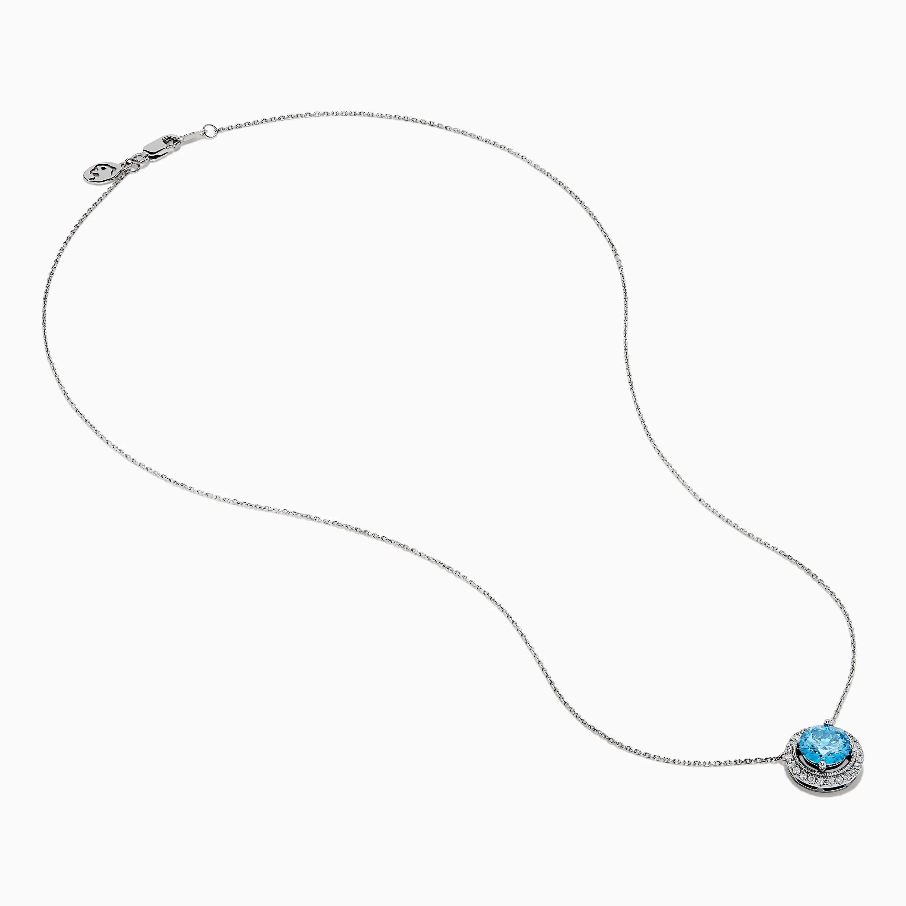 Lab Grown Blue and White Diamond Halo Necklace in 14K White Gold sold by Effy product image thumbnail 2