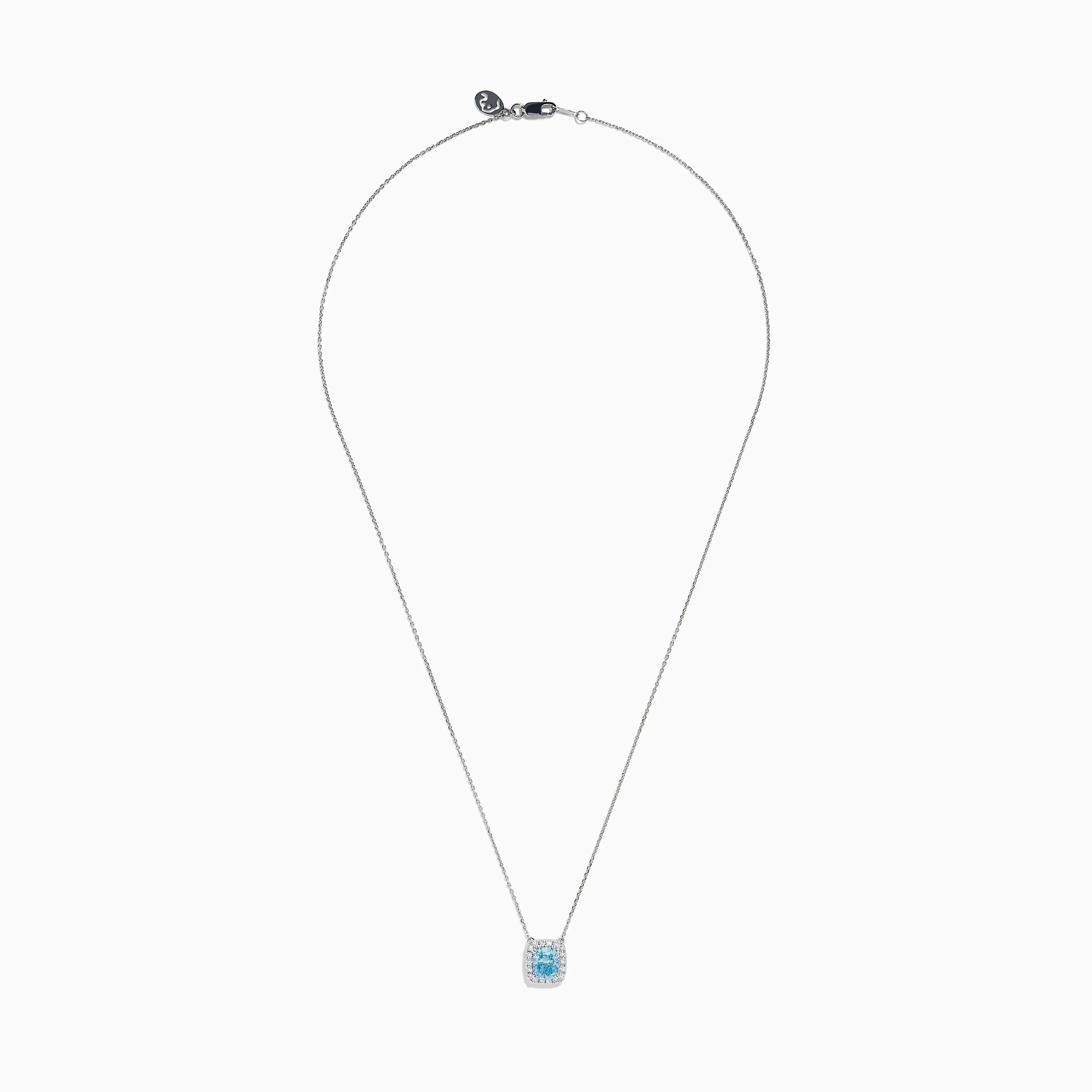 Lab Grown Blue and White Diamond Halo Necklace in 14K White Gold sold by Effy product image thumbnail 3