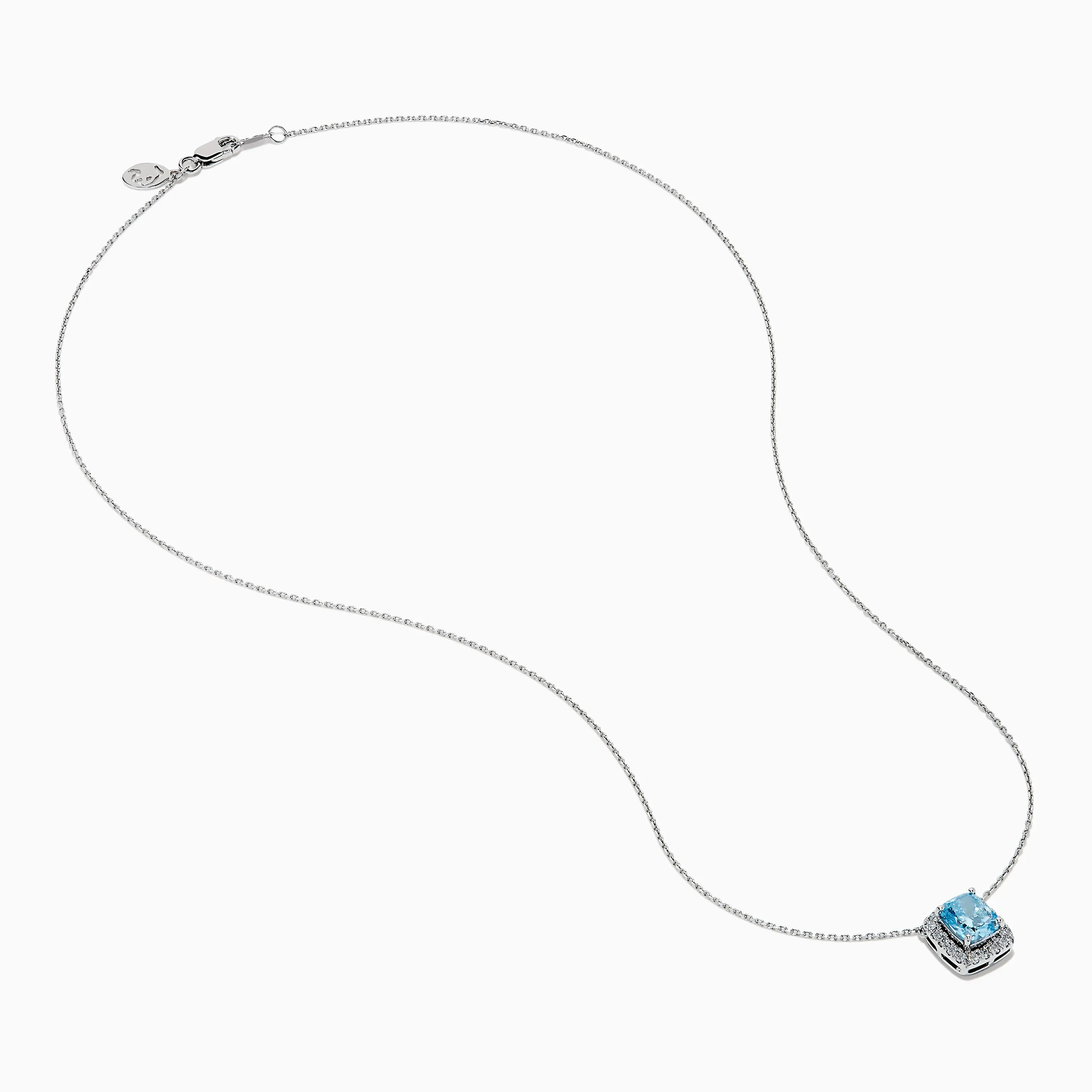 Lab Grown Blue and White Diamond Halo Necklace in 14K White Gold sold by Effy product image thumbnail 2