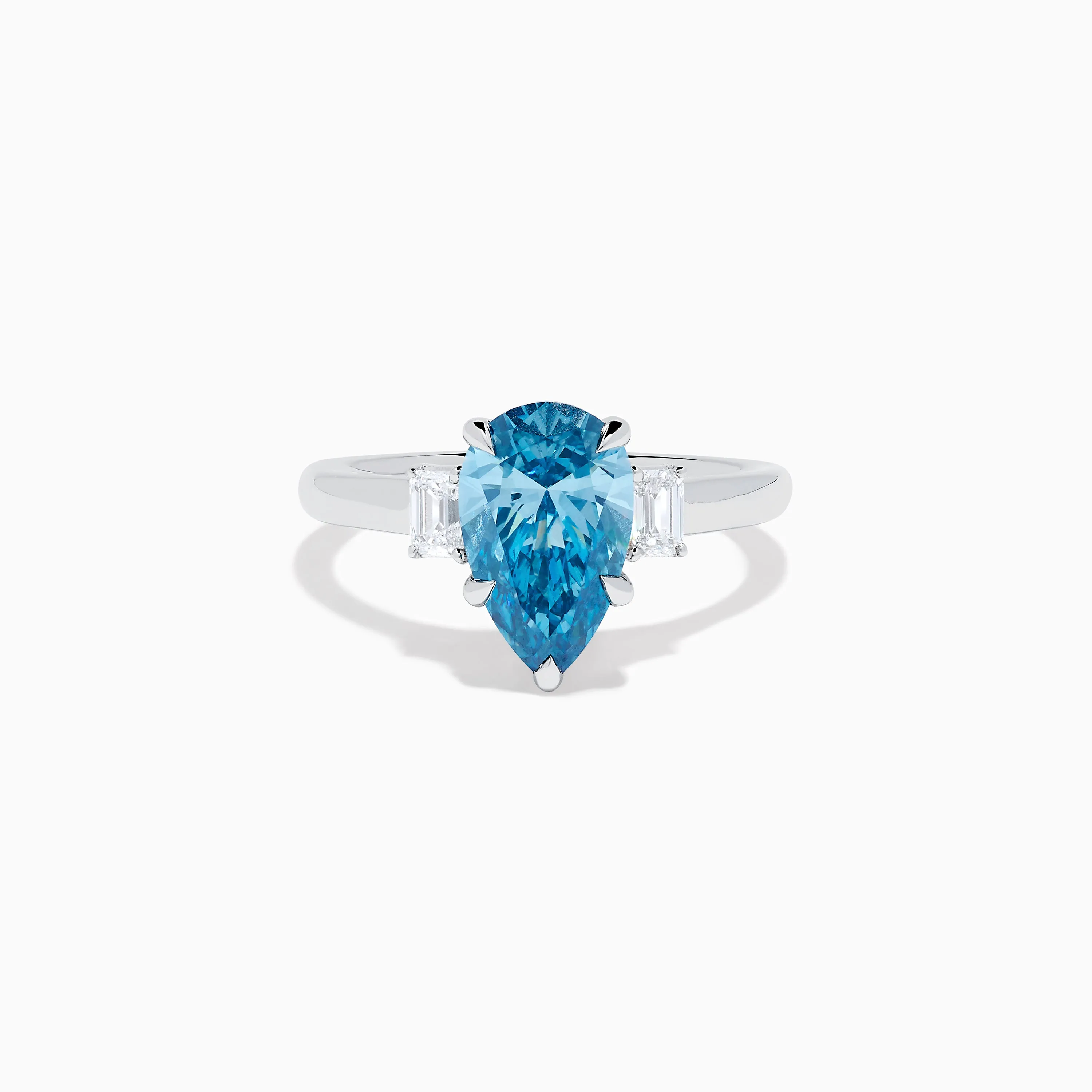 Lab Grown Blue and White Diamond 3-Stone Ring in 14K White Gold sold by Effy