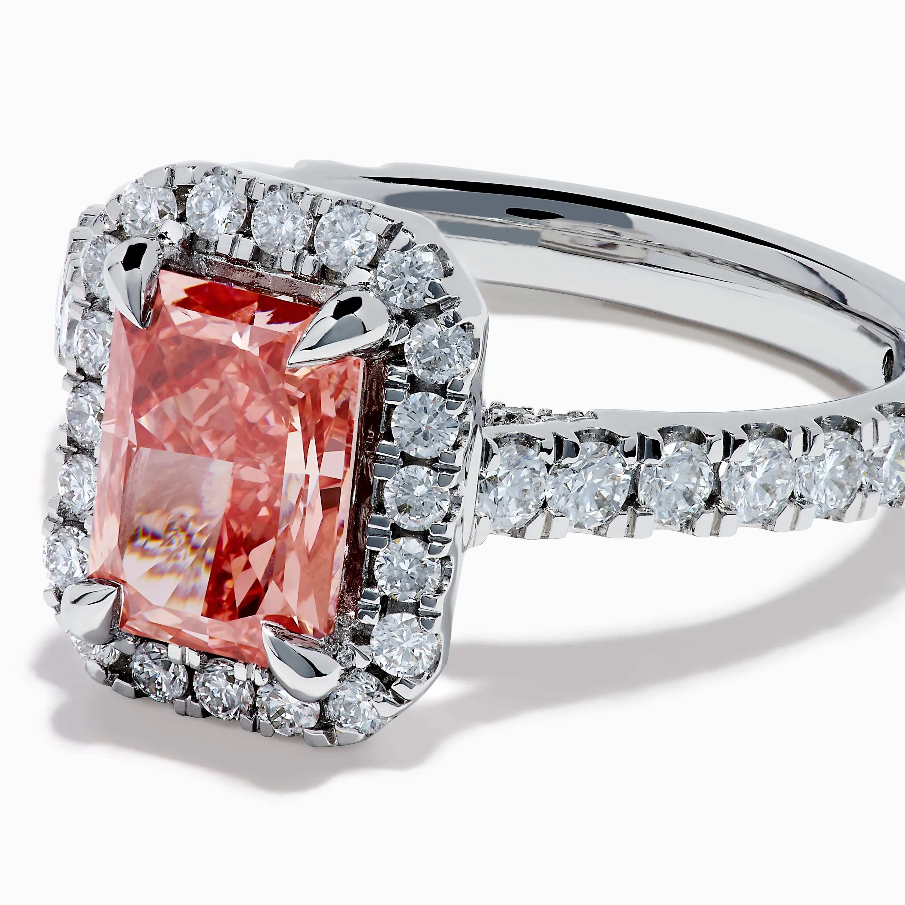 Lab Grown Pink and White Diamond Halo Ring in 14K White Gold sold by Effy product image thumbnail 2