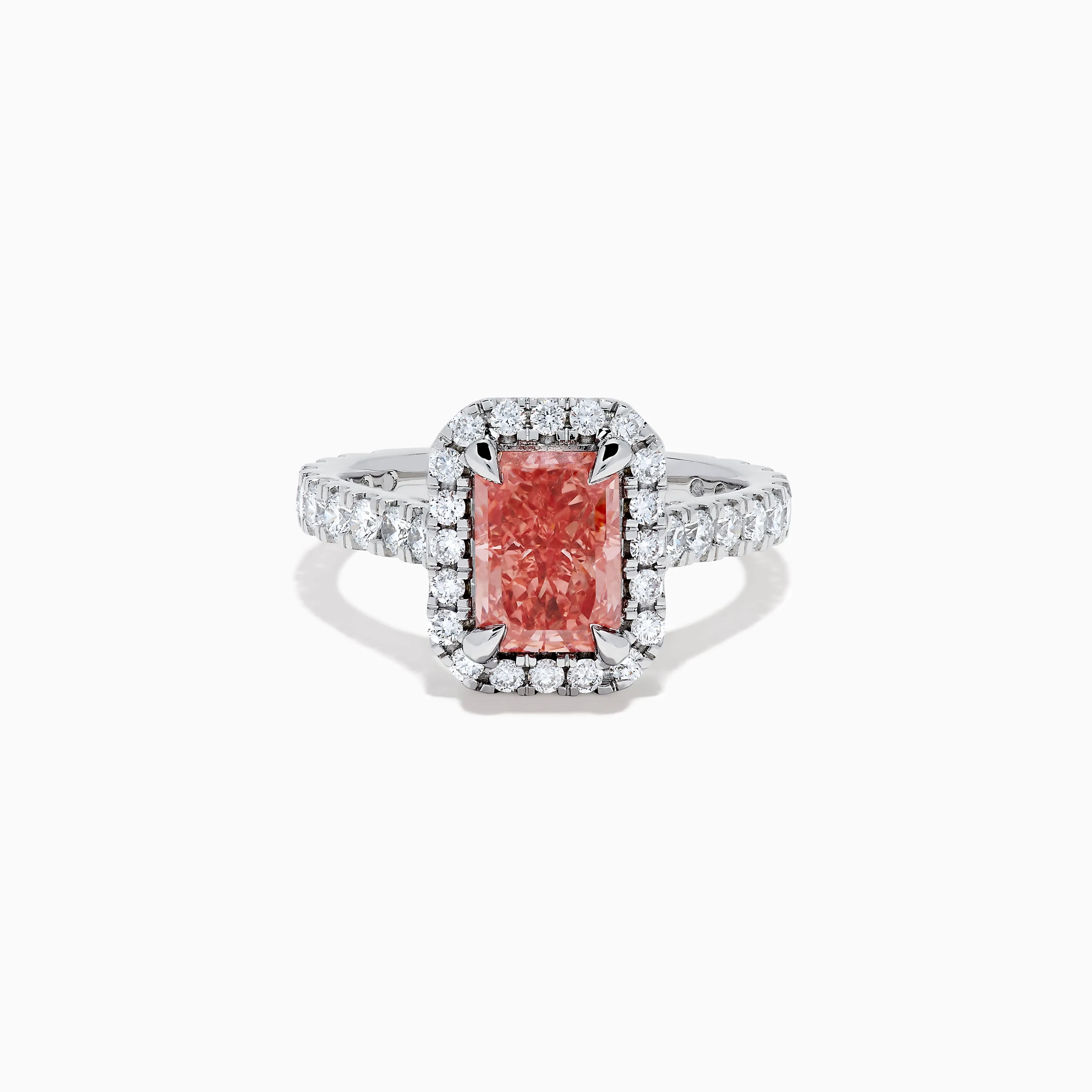 Lab Grown Pink and White Diamond Halo Ring in 14K White Gold sold by Effy