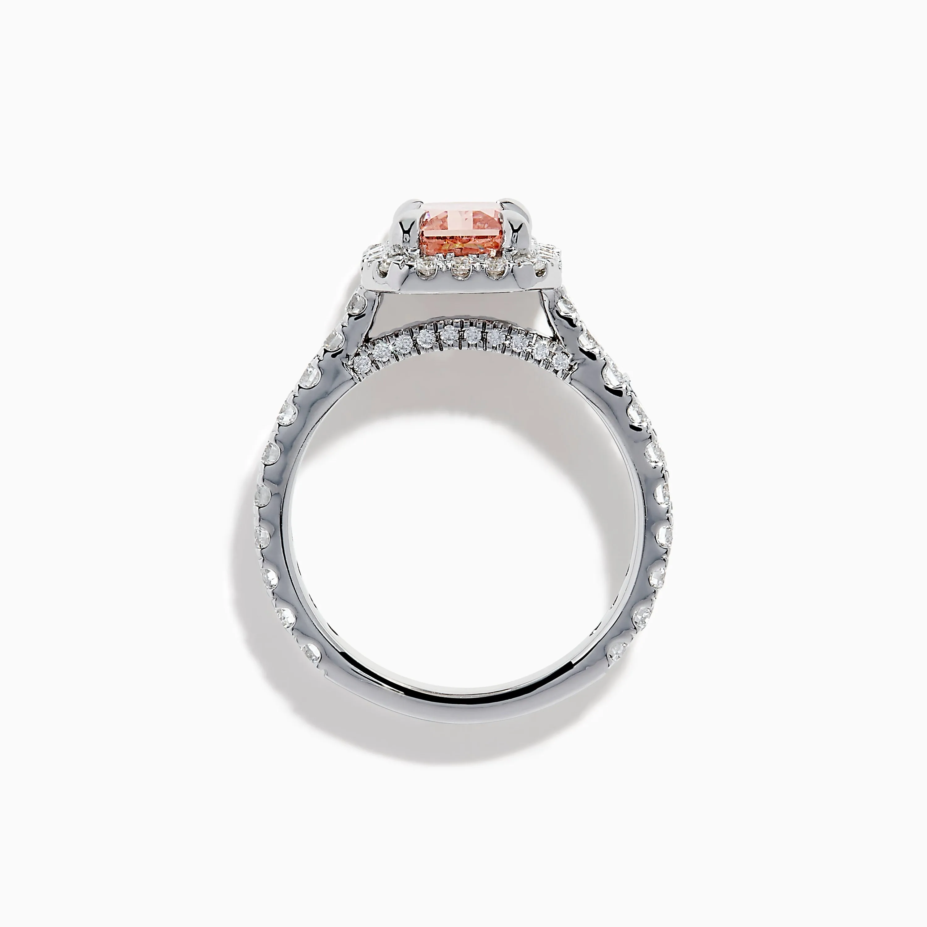 Lab Grown Pink and White Diamond Halo Ring in 14K White Gold sold by Effy product image thumbnail 3