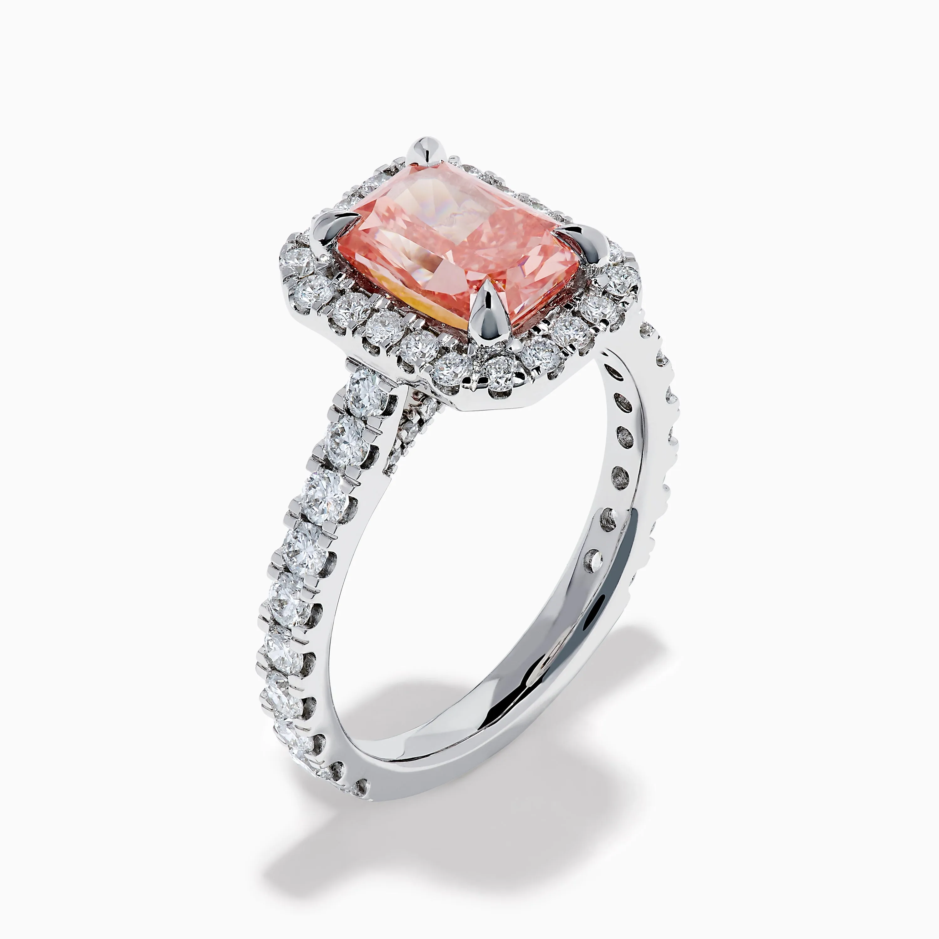 Lab Grown Pink and White Diamond Halo Ring in 14K White Gold sold by Effy product image thumbnail 4