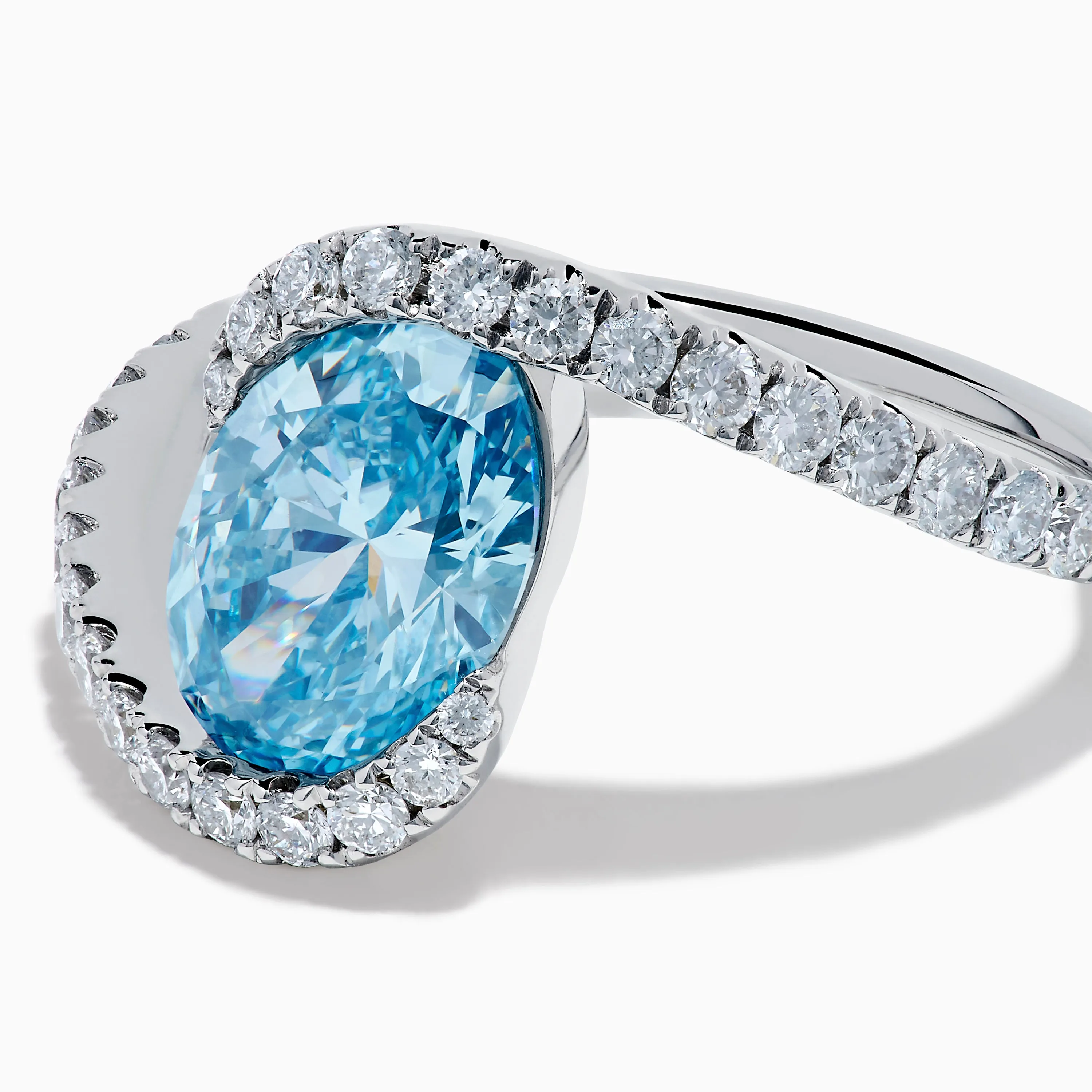 Lab Grown Blue and White Diamond Connect Ring in 14K White Gold sold by Effy product image thumbnail 2