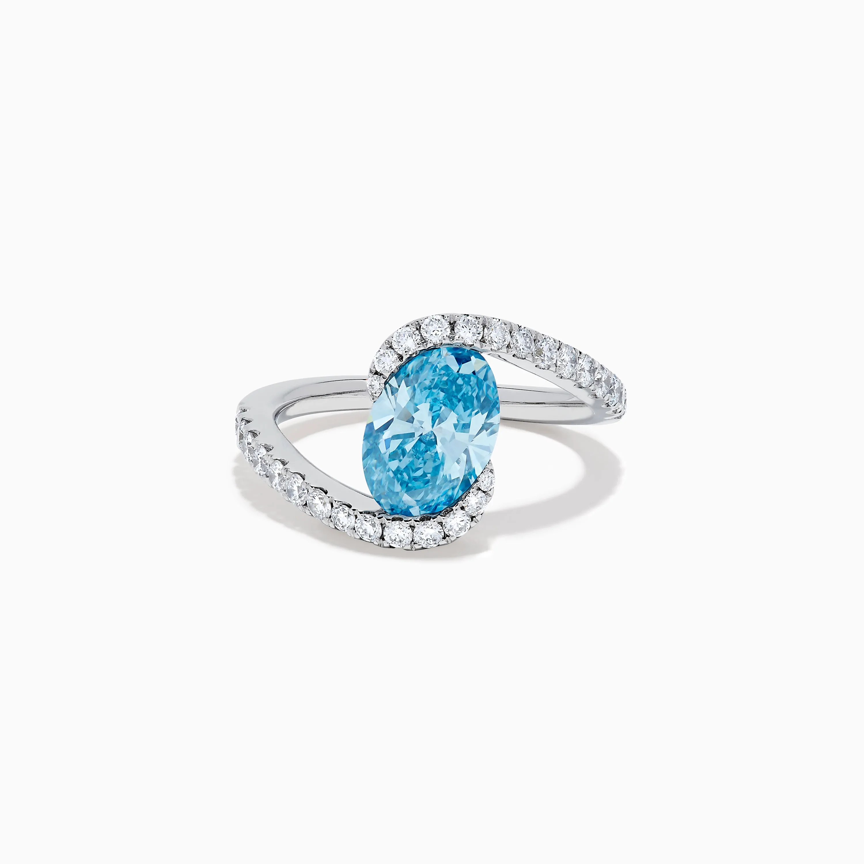 Lab Grown Blue and White Diamond Connect Ring in 14K White Gold sold by Effy