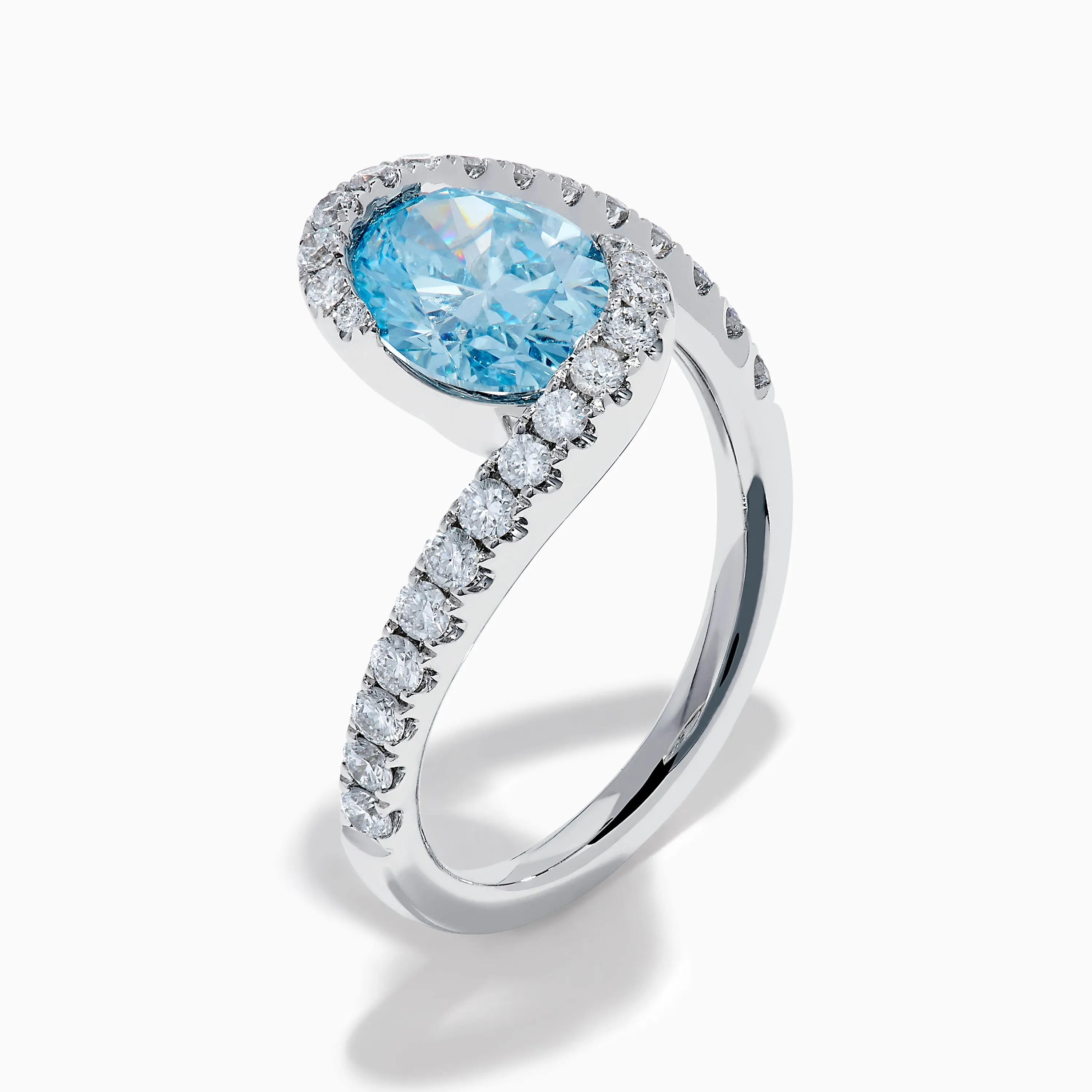 Lab Grown Blue and White Diamond Connect Ring in 14K White Gold sold by Effy product image thumbnail 4