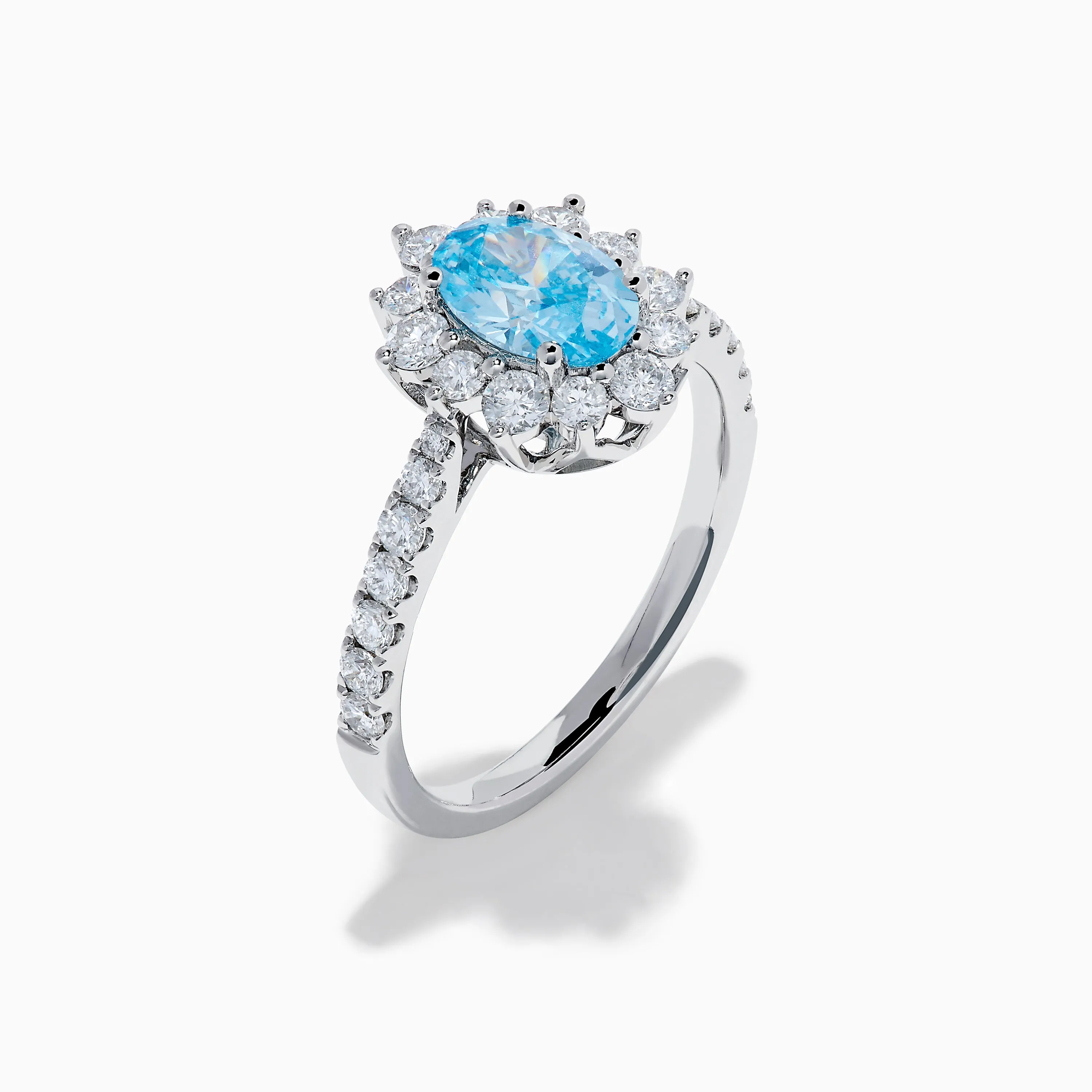 Lab Grown Blue and White Diamond Halo Ring in 14K White Gold sold by Effy product image thumbnail 4