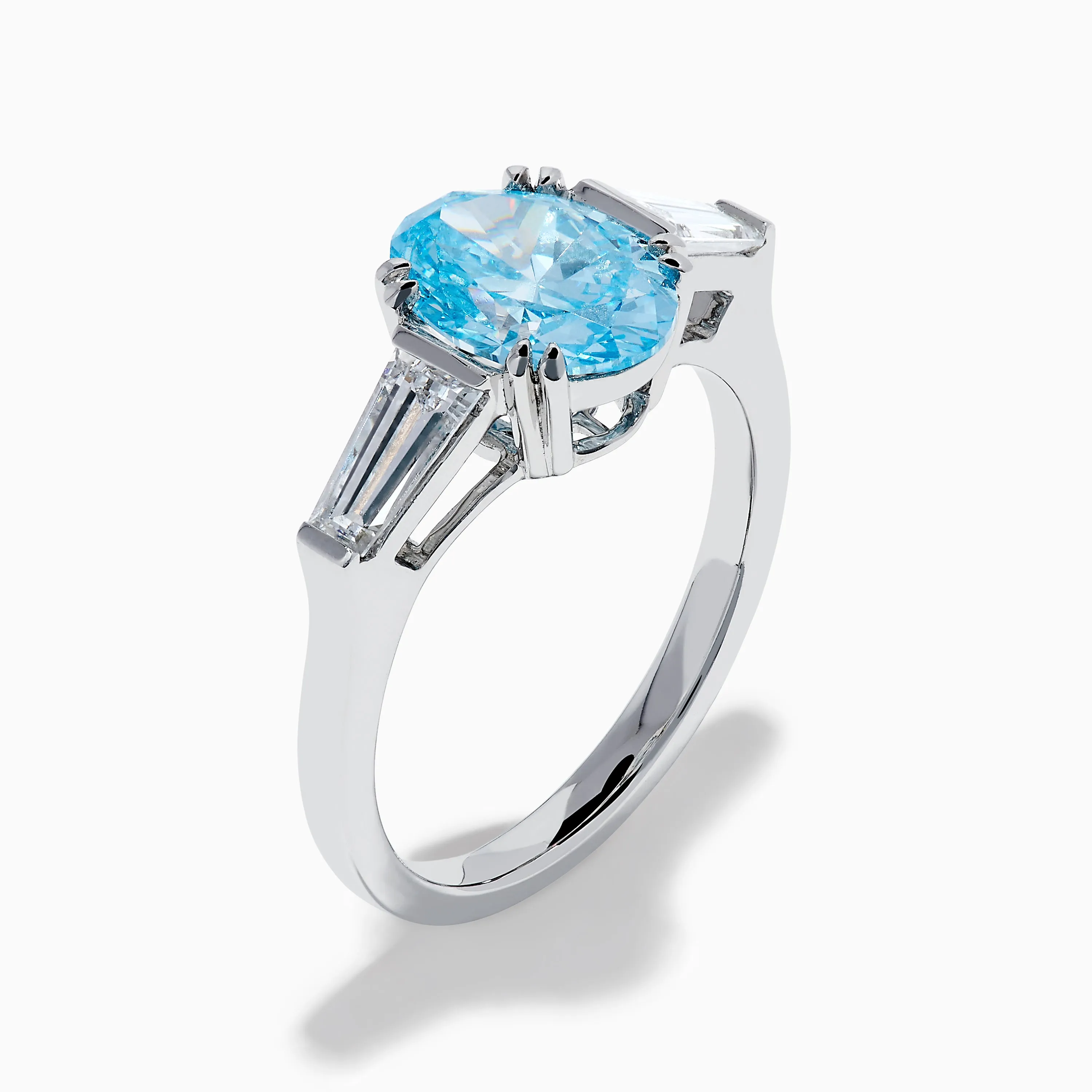 Lab Grown Blue and White Diamond 3-Stone Ring in 14K White Gold sold by Effy product image thumbnail 4